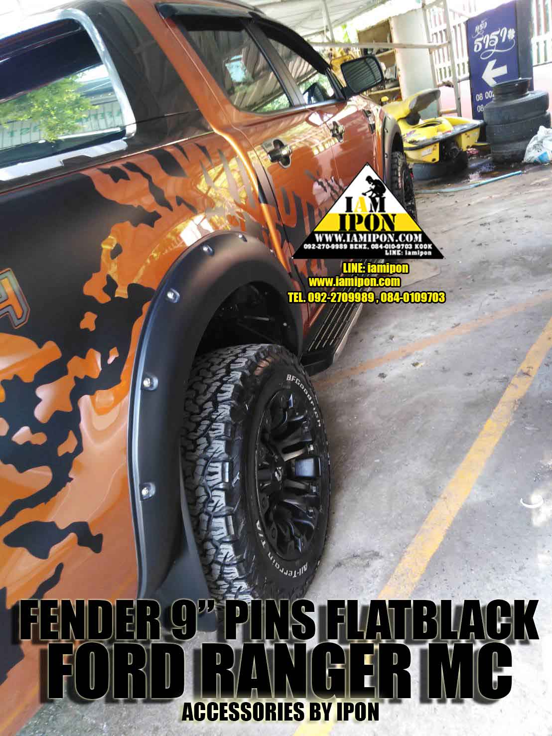 FENDER FORD RANGER MC FLATBLACK 9" โปร่งล้อ 9" มีหมุดหลอกดำด้านฟอร์ดเรนเจอร์ MC