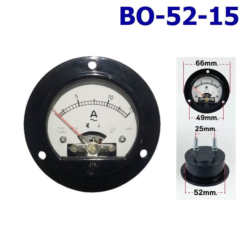 แอมมิเตอร์กลม AC 15A ตู้ชาร์จ BO-52-15 สำหรับตู้ชาร์จแบตเตอรี่