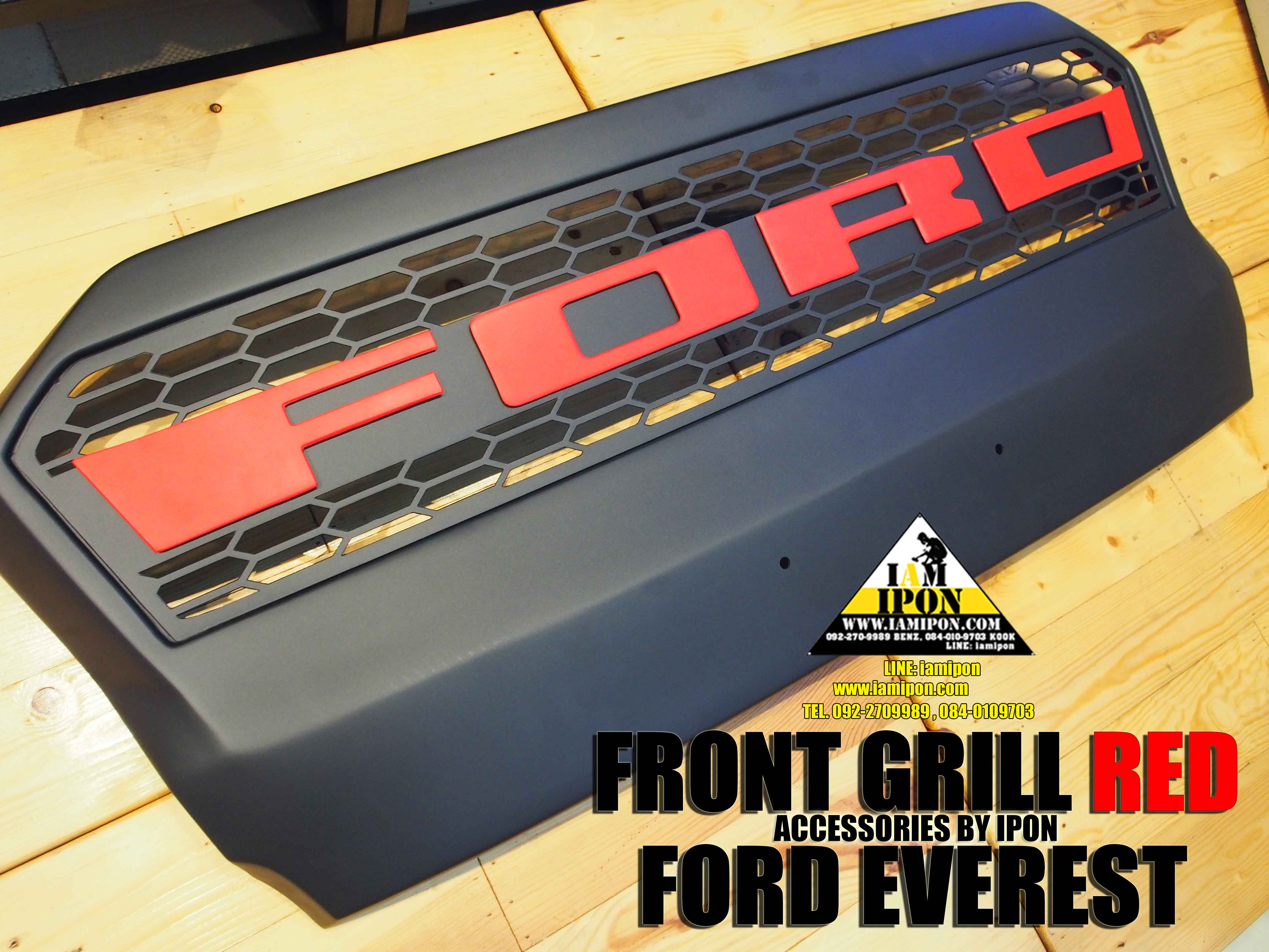 FRONT GRILL RED FORD EVEREST กระจังหน้าฟอร์ดเอเวอเรสต์ตัวหนังสือแดง