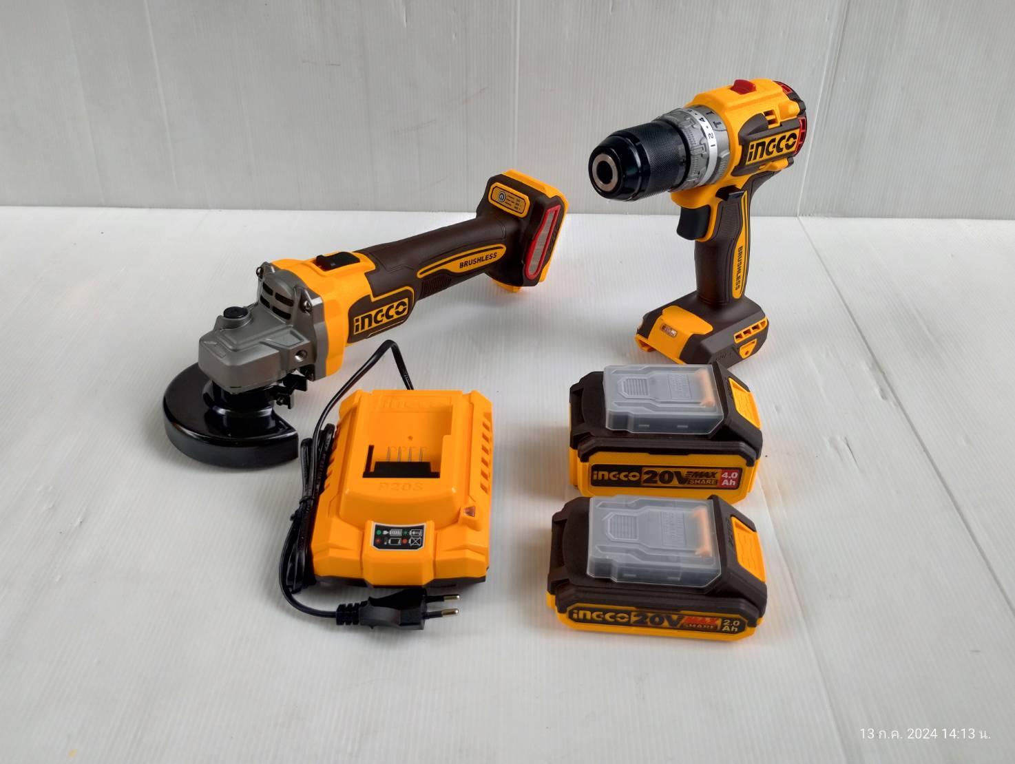 ชุดสว่านกระแทกไร้สาย+เครื่องเจียรแบตเตอรี่ 4นิ้ว รุ่น CKLI2027310 INGCO