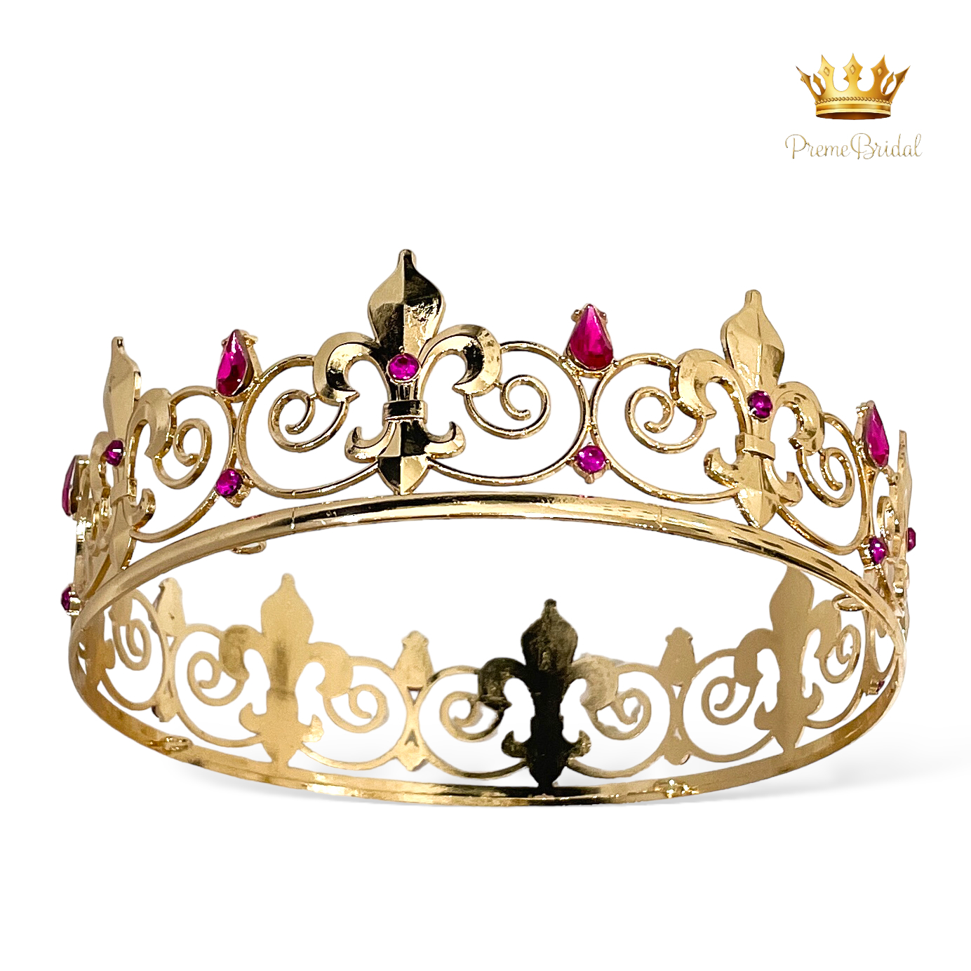 (พร้อมส่ง) มงกุฏผู้ชาย 026 สีทอง-ชมพูบานเย็น มงกุฎผู้ชาย มงกุฎเจ้าชาย งานสวย ปราณีต QCเพชรทุกเม็ด