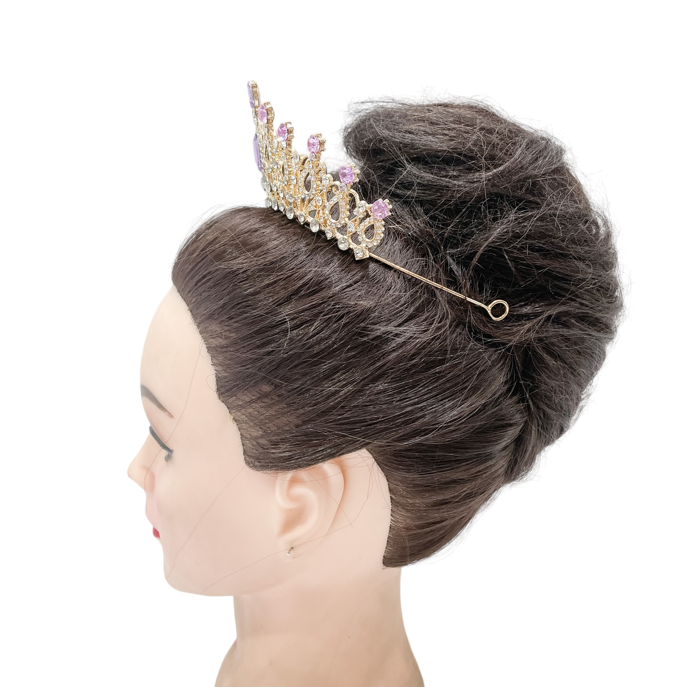 (พร้อมส่ง) เทียร่า 004 สีทอง-ม่วง มงกุฎนางงาม มงกุฎเจ้าหญิง งานสวย ปราณีต QCเพชรทุกเม็ด สินค้าพร้อมส่งจากไทย