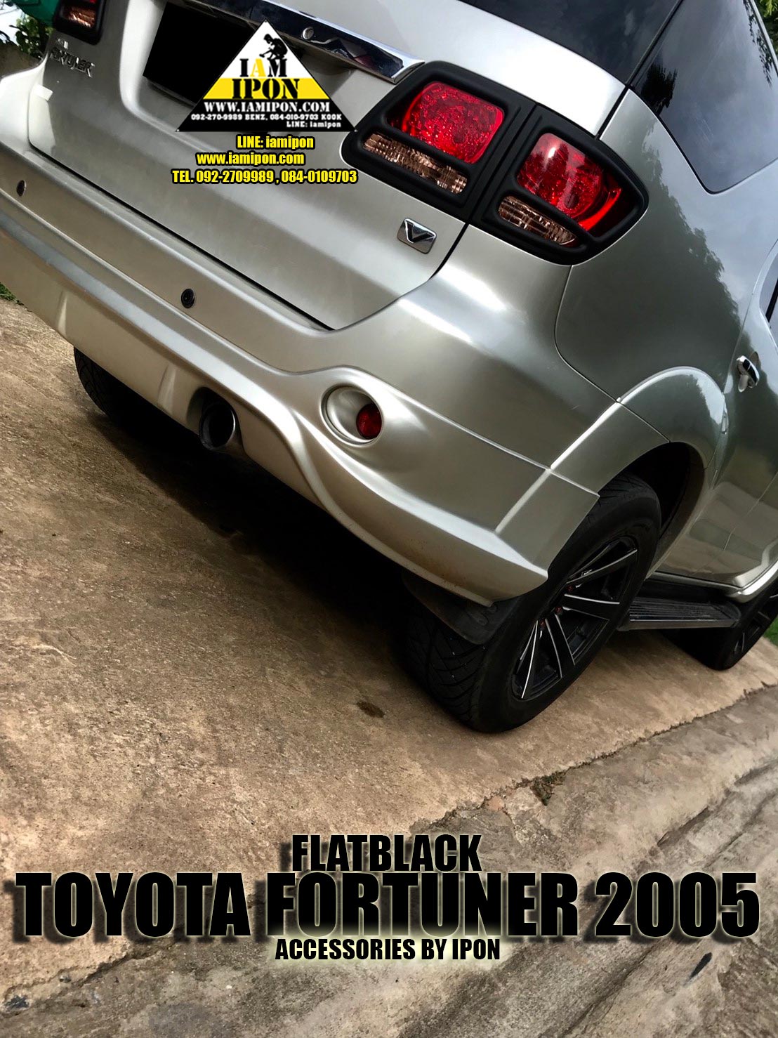 TRAIL LAMP COVER TOYOTA FORTUNER 2005 FLATBLACK ครอบไฟท้ายดำด้านฟอร์จูนเนอร์ 2005