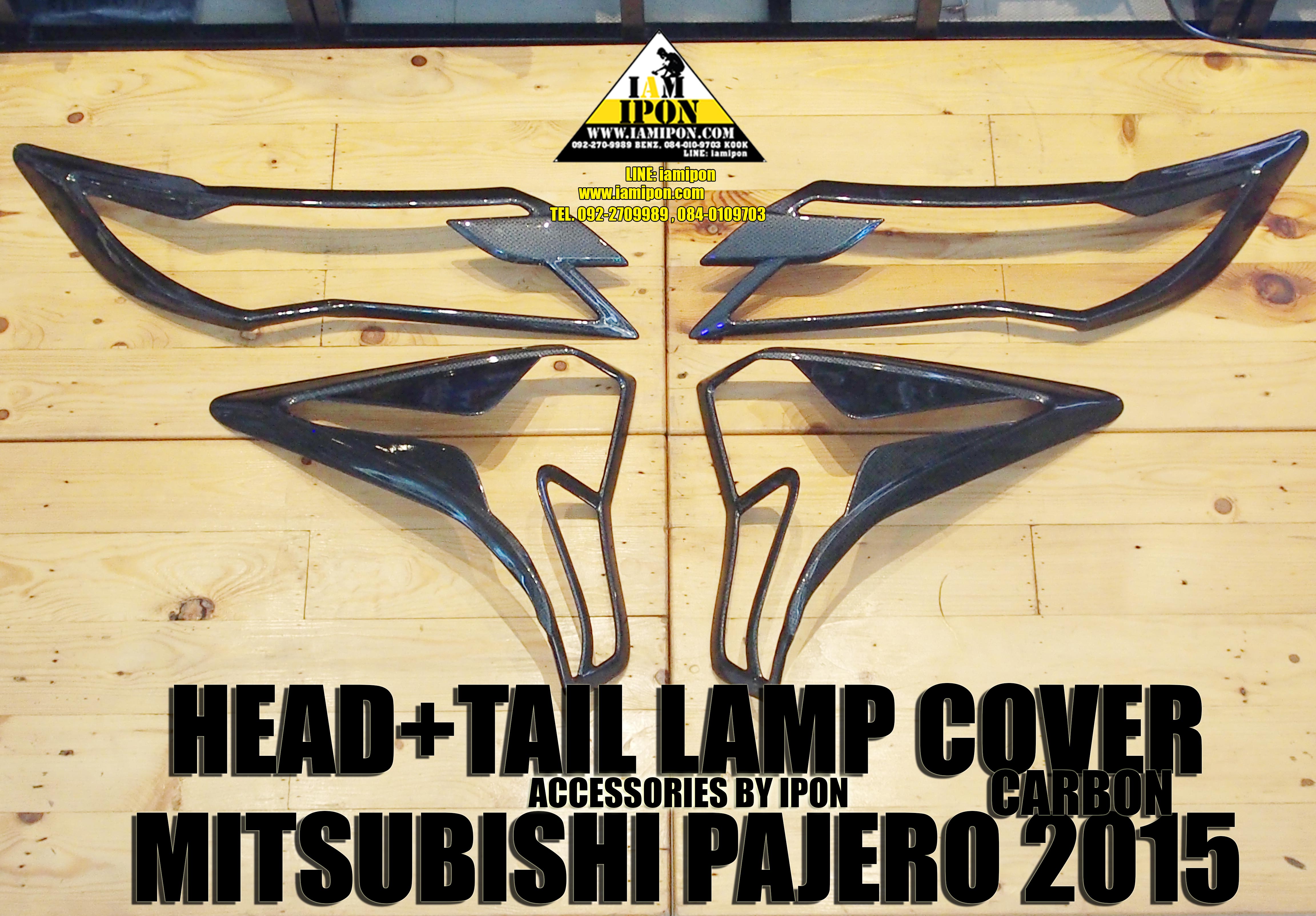 TAIL LAMP COVER PAJERO SPORT 2015 CARBON ครอบไฟท้ายคาร์บอน ปาเจโร่สปอร์ต 2015