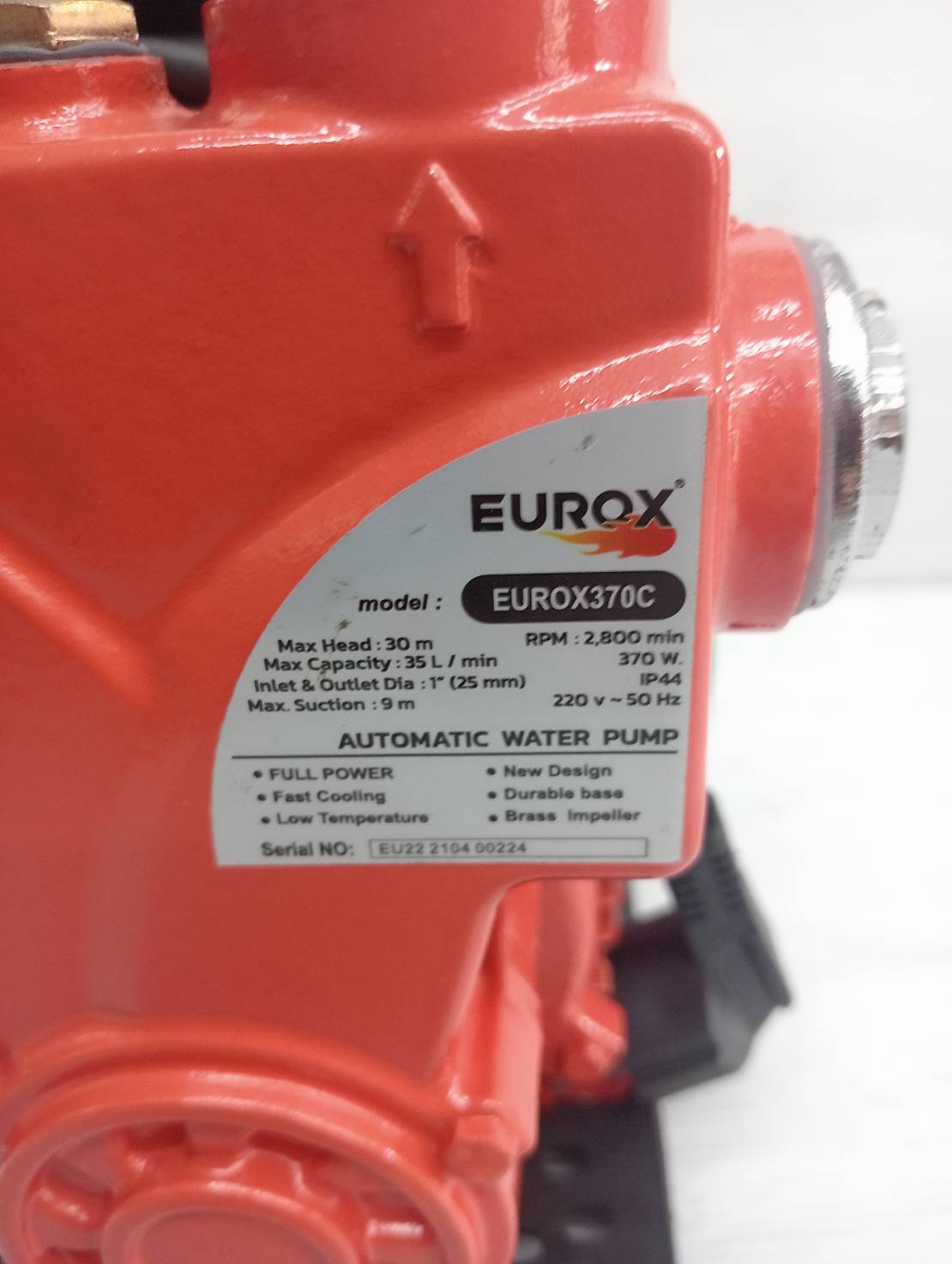 ปั๊มน้ำอัตโนมัติ 1 นิ้ว EUROX 370C (ไม่มีฝาครอบ)