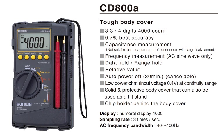 มิเตอร์วัดไฟดิจิตอล CD800A SANWA