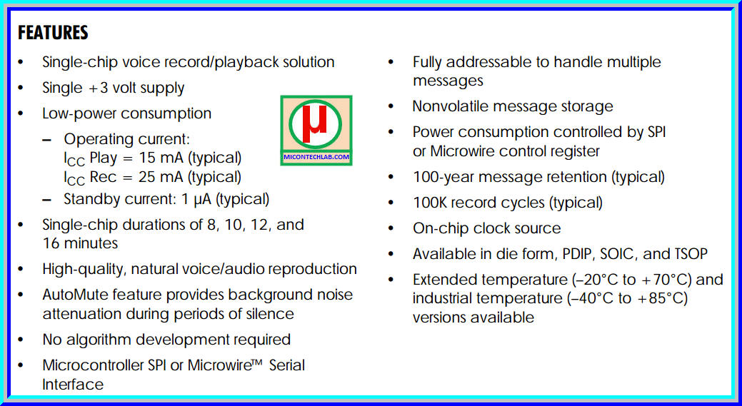 1x ISD4004-08MPY Multi-Message Voice Record & Playback 8 minutes ISD4004 IC Chip