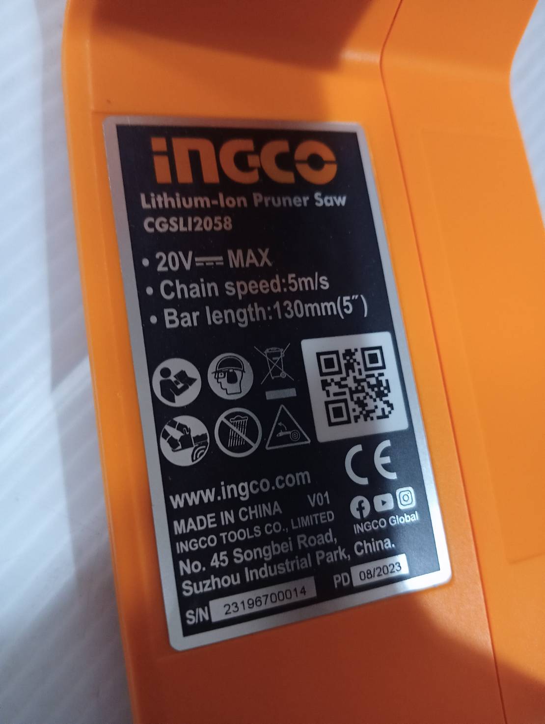 INGCO ชุดคอมโบ้เลื่อยโซ่5" + กรรไกรตัดกิ่ง 20V COSLI23065 ครบชุดพร้อมแบต แท่นชาร์จ