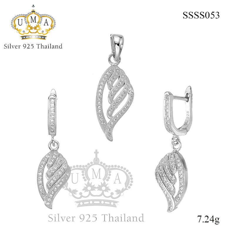 ต่างหูพร้อมจี้ ( เงิน ) = Earring with Pendant ( Silver )