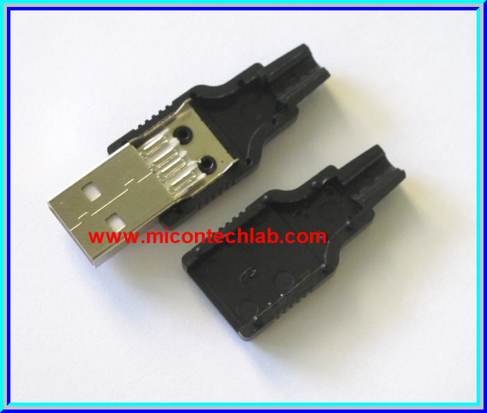 1x USB Socket Type- A Male 4 Pins Soldering Type Socket + Plastic Cover