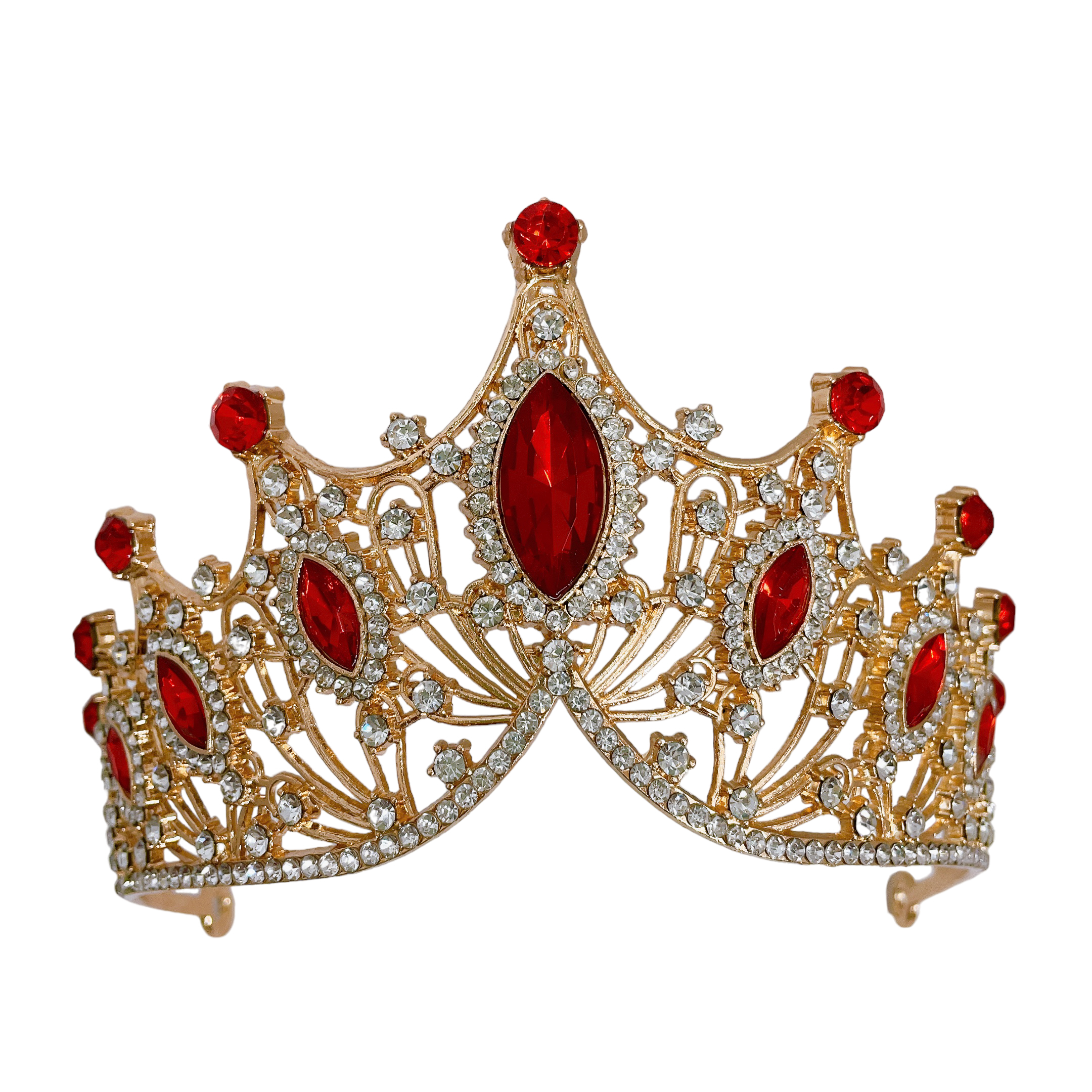 (พร้อมส่ง) เทียร่า 303 สีแดง-ทอง มงกุฎนางงาม งานสวย ปราณีต QCเพชรทุกเม็ด สินค้าพร้อมส่งจากไทย