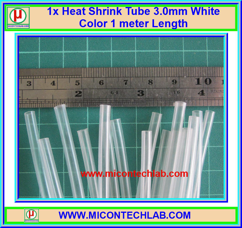 1x ท่อหด สีขาวใส ขนาด 3 มม. ยาว 1 เมตร (Heatshrink Tube)