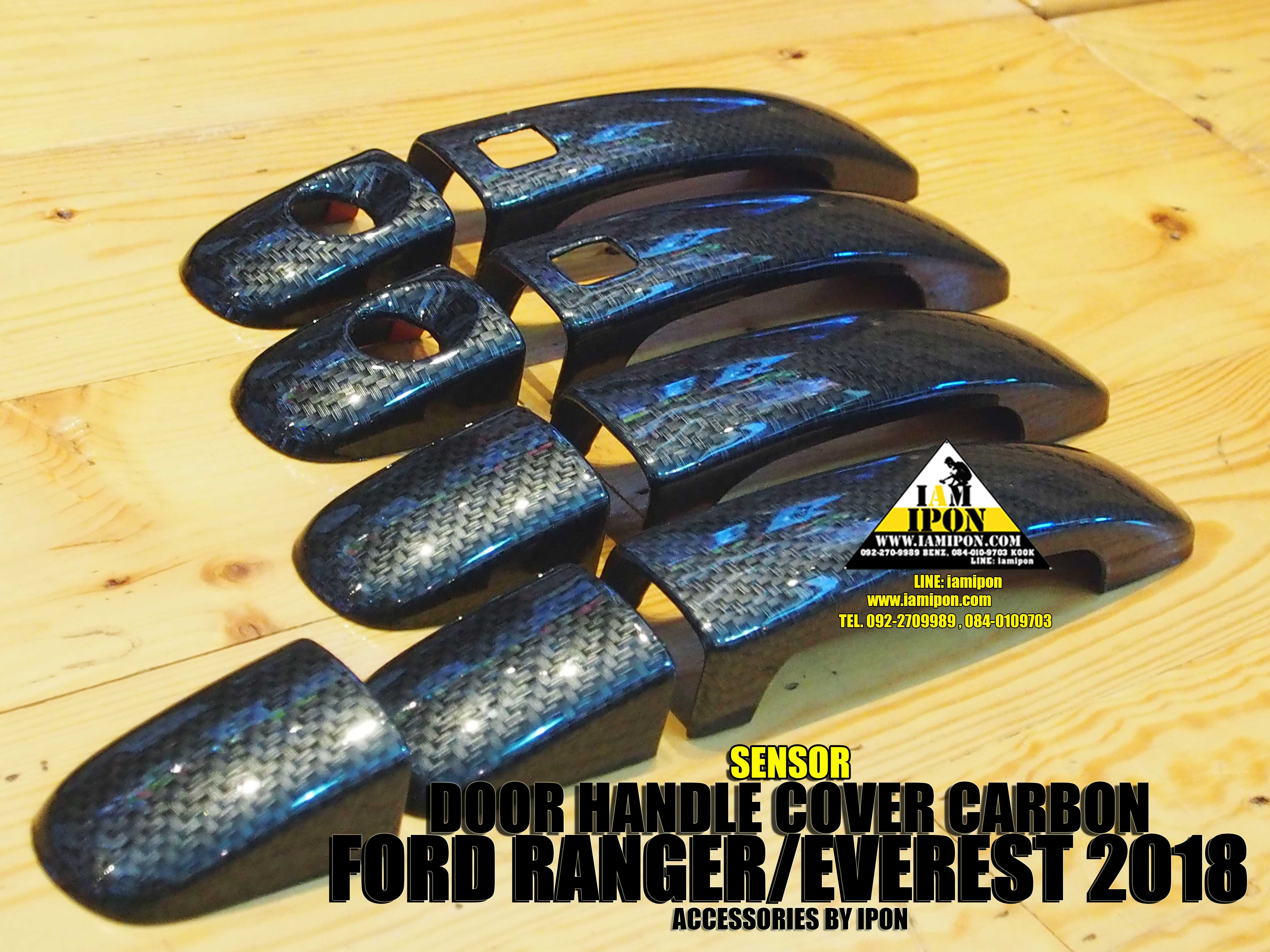 DOOR HANDLE FORD EVEREST CARBON ครอบมือจับคาร์บอนฟอร์ดเอเวอร์เรสต์ 2018 ( เว้าเซ็นเซอร์ )