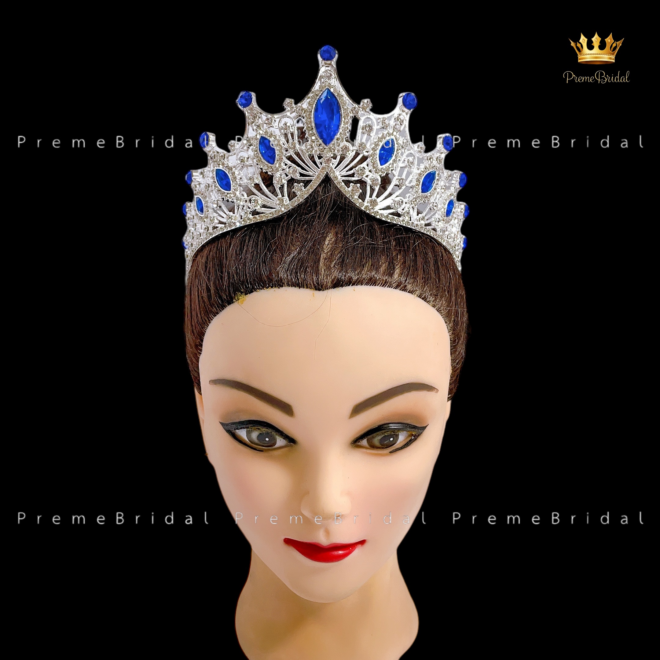 (พร้อมส่ง) เทียร่า 303 สีเงิน-น้ำเงิน มงกุฎนางงาม งานสวย ปราณีต QCเพชรทุกเม็ด สินค้าพร้อมส่งจากไทย