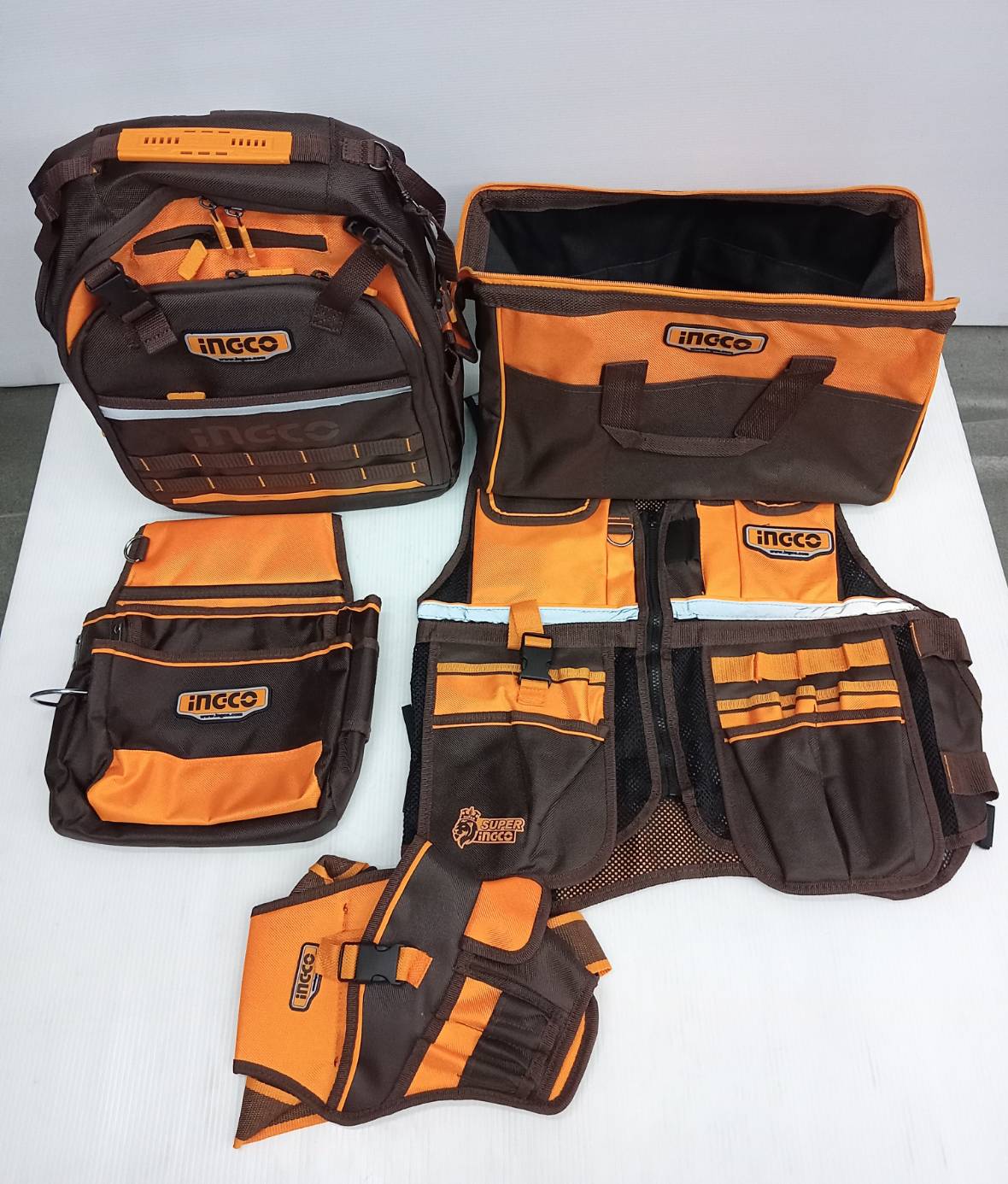 กระเป๋าใส่เครื่องมือช่าง+เสื้อใส่เครื่องมือช่าง (5ชิ้น) COS23090 INGCO