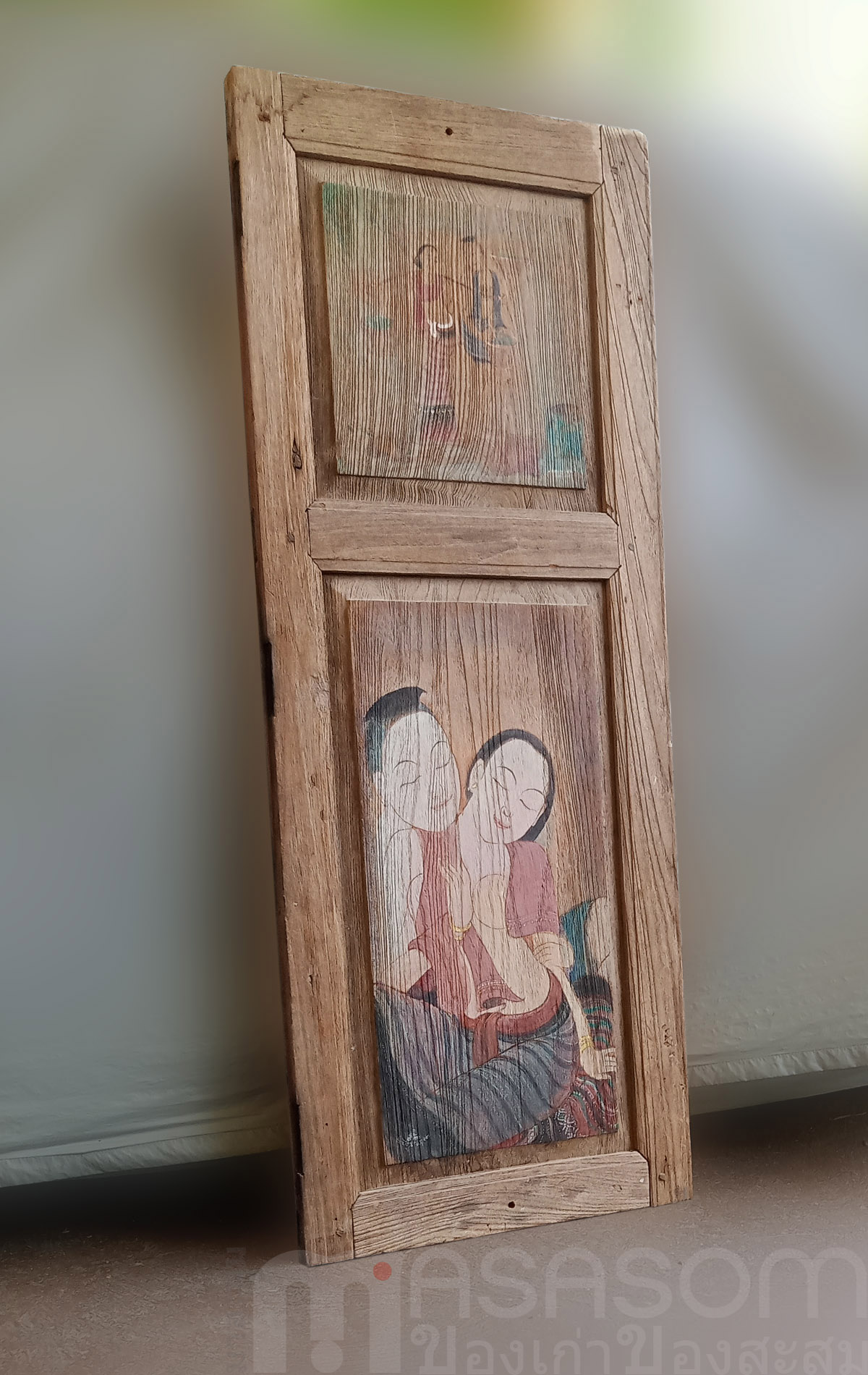 บานหน้าต่างไม้สักเพ้นท์ลาย