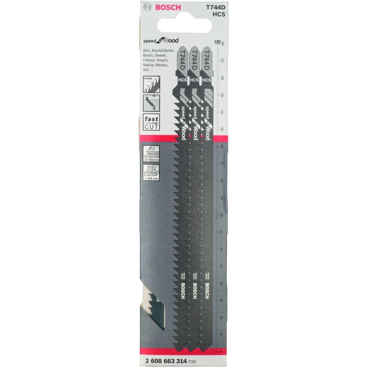2608663314 BOSCH T744D ใบเลื่อยจิ๊กซอว์ตัดไม้ (3 ใบ/แพค)