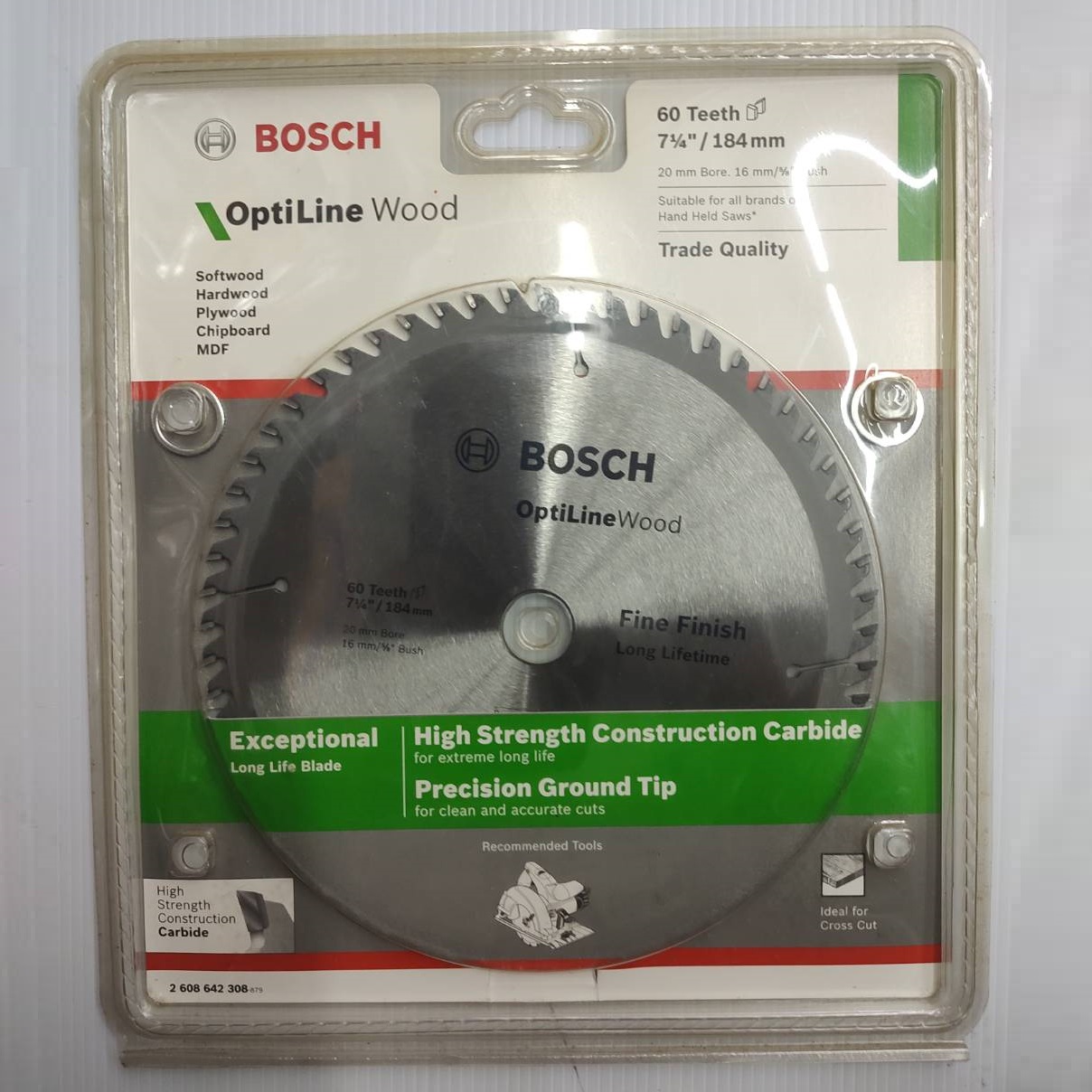 ใบเลื่อยวงเดือนตัดไม้ Expert 7"x60T BOSCH 2608642308