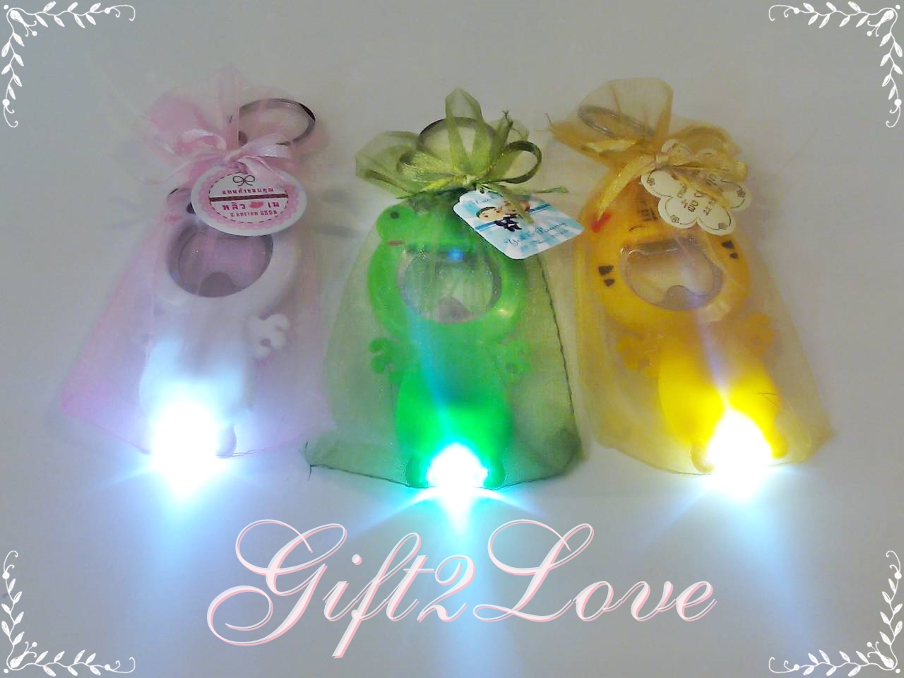 ที่เปิดขวดไฟฉายและพวงกุญแจ แพคถุงผ้าแก้ว