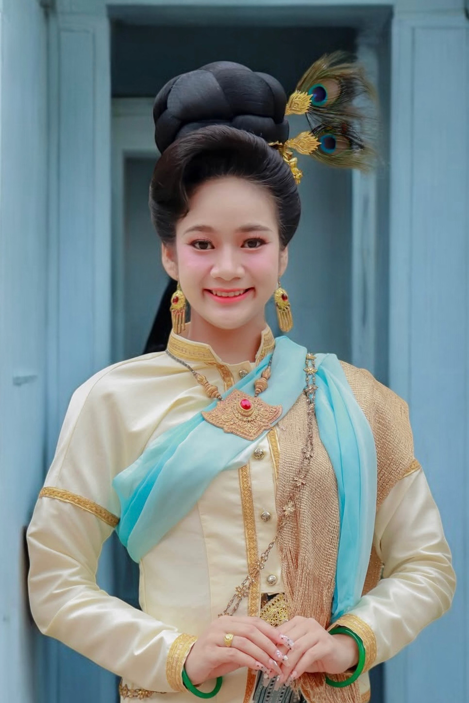 (พร้อมส่งจาากไทย) ปิ่นปักผมประดับขนนกยูง ชุดไทย ชุดเหนือ ชุดอีสาน