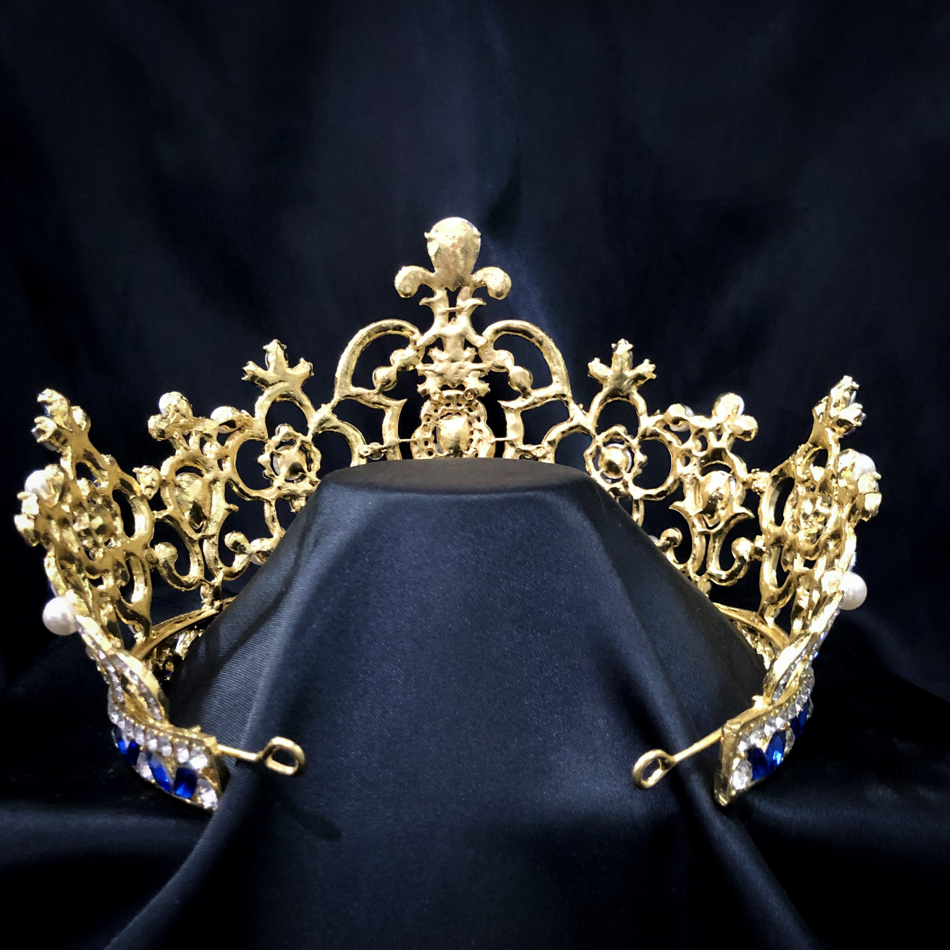 (พร้อมส่ง) เทียร่า 166 สีน้ำเงิน มงกุฎนางงาม มงกุฎเจ้าหญิง งานสวย ปราณีต QCเพชรทุกเม็ด สินค้าพร้อมส่งจากไทย