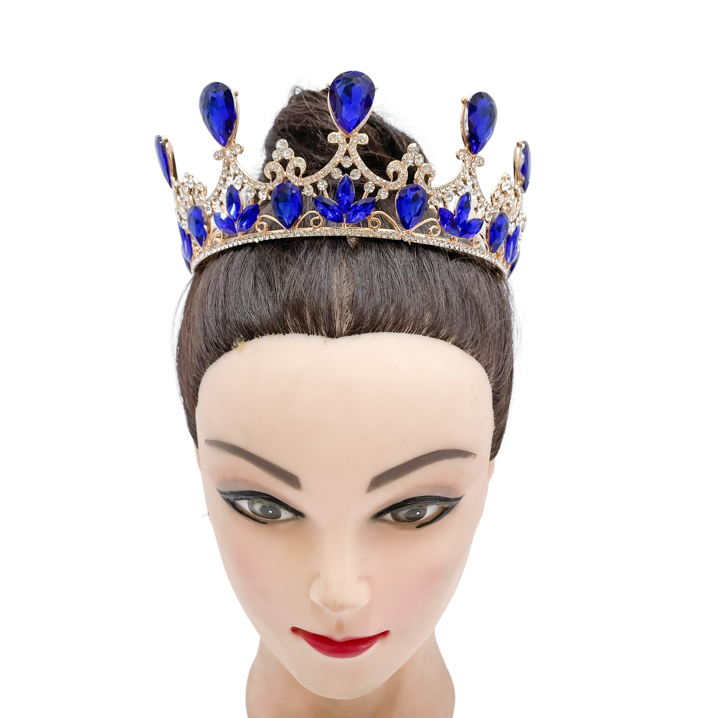 (พร้อมส่ง) มงกุฎ 026 สีน้ำเงิน มงกุฎนางงาม มงกุฎเจ้าหญิง งานสวย ปราณีต QCเพชรทุกเม็ด สินค้าพร้อมส่งจากไทย