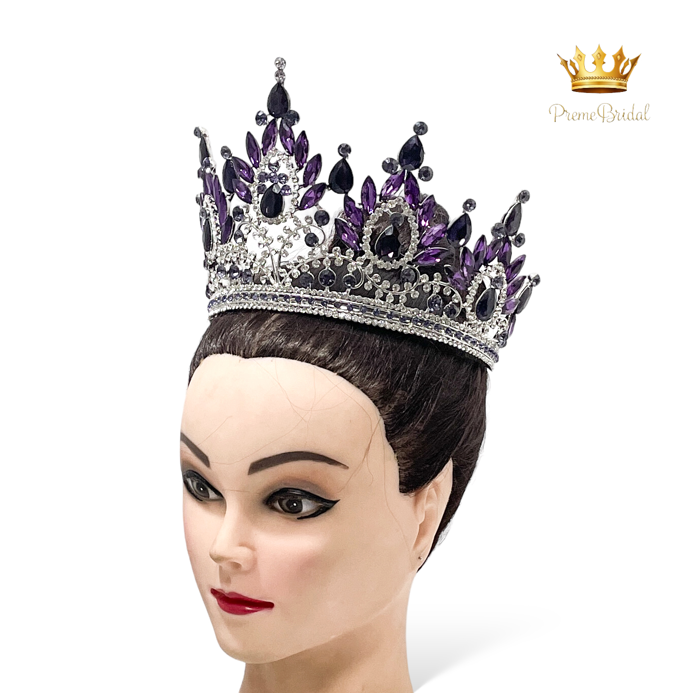 (พร้อมส่งจากไทย) มงกุฏ 120 สีม่วง งานสวย งานนางงาม รุ่นฐานกลม ปรับขนาดได้ ส่งด่วน ส่งจาก จ.อุบลราชธานี สำเนา