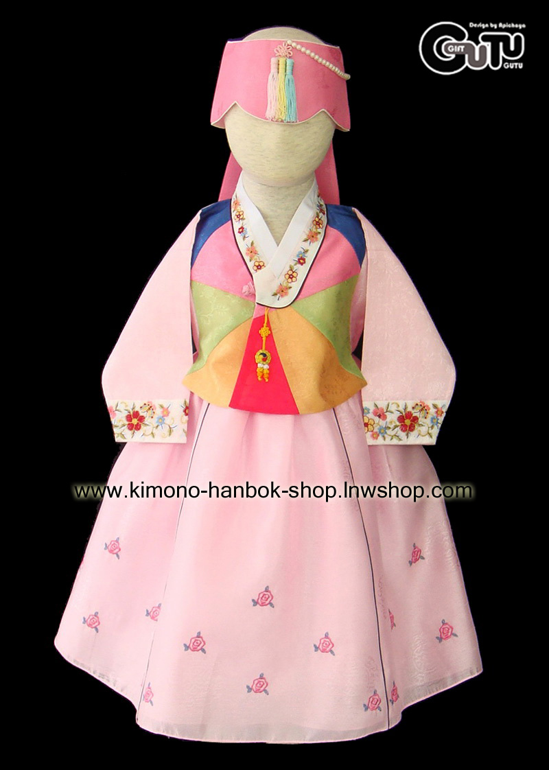 Set.ชุดฮันบกเด็กหญิง(ทังอี)+หมวก โทนชมพู(1-2 ปี) สูงประมาณ80cm
