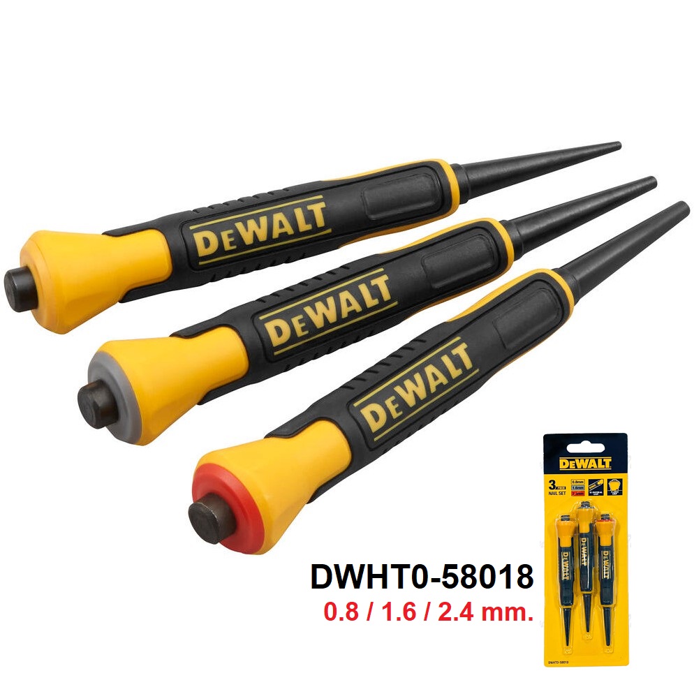 ชุดเหล็กส่งตะปู 3ตัว (0.8,1.6,2.4) DWHT0-58018 DEWALT