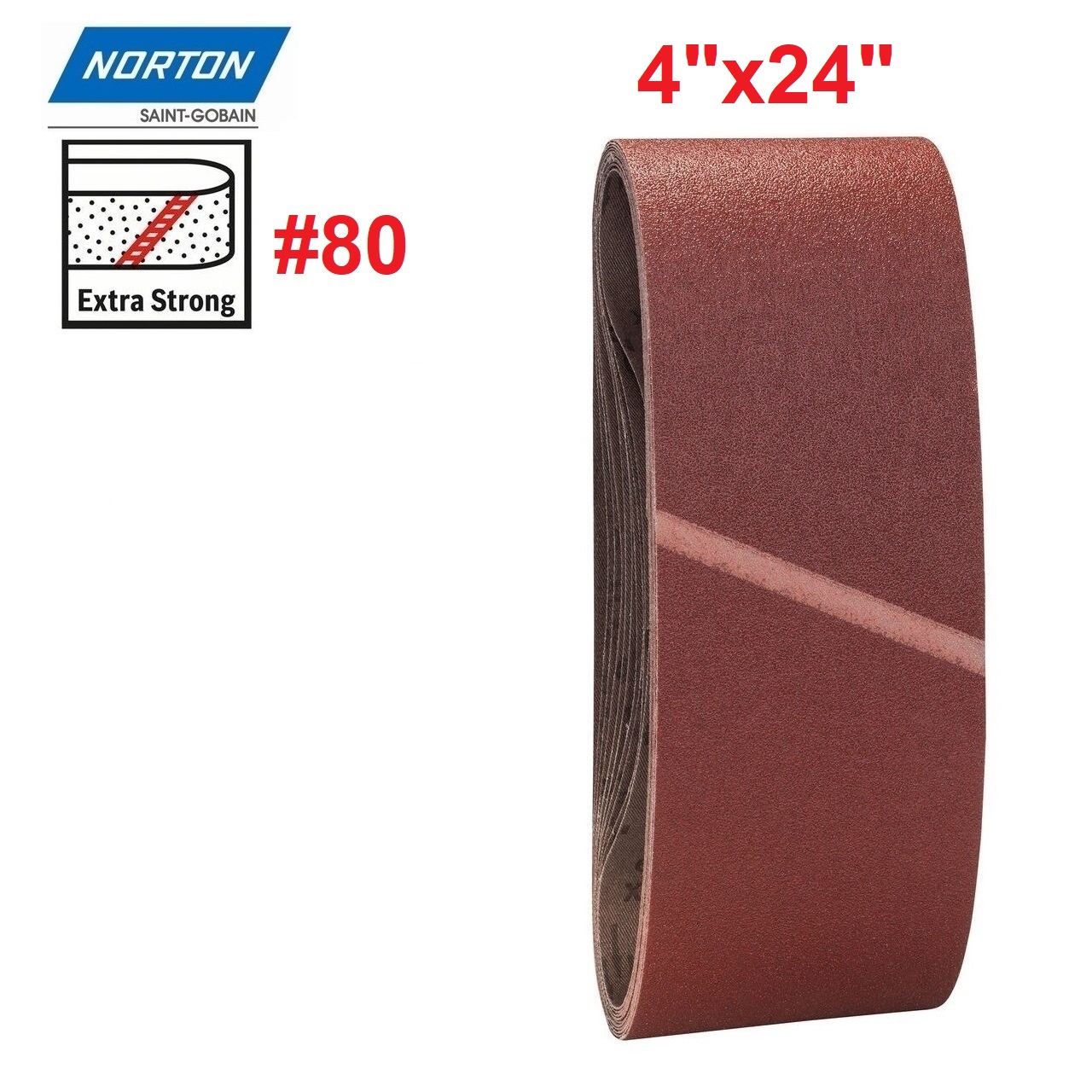 ผ้าทรายสายพาน4"x24" #80 NORTON