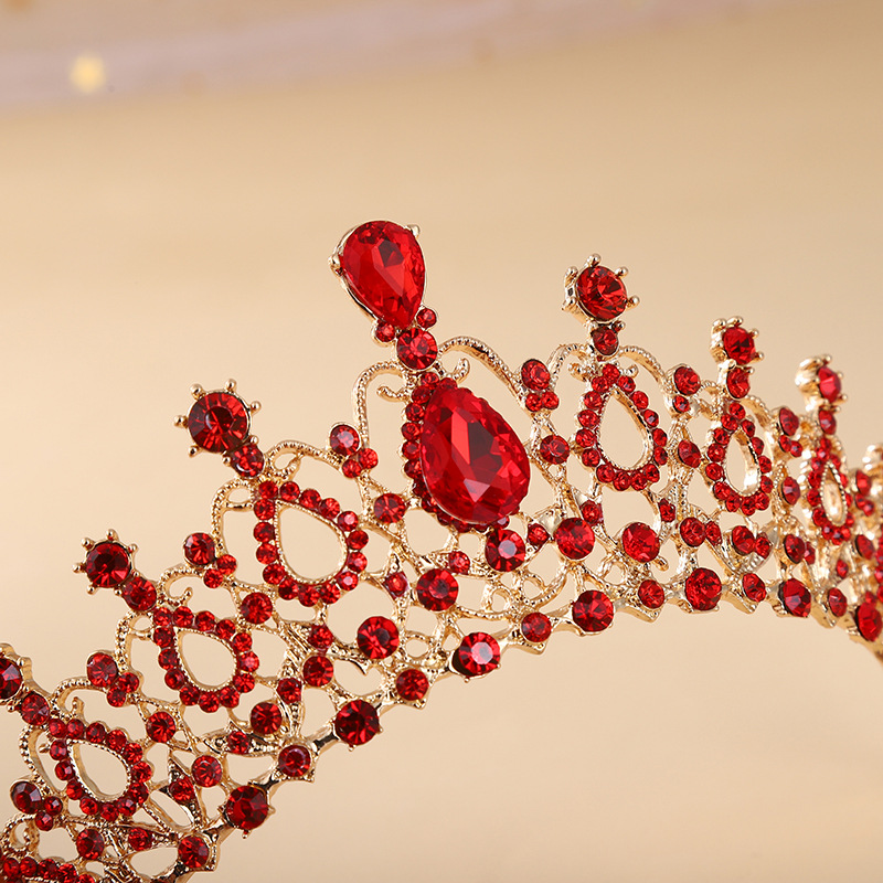 (พร้อมส่ง) เทียร่า 004 สีแดง มงกุฎนางงาม มงกุฎเจ้าหญิง งานสวย ปราณีต QCเพชรทุกเม็ด สินค้าพร้อมส่งจากไทย