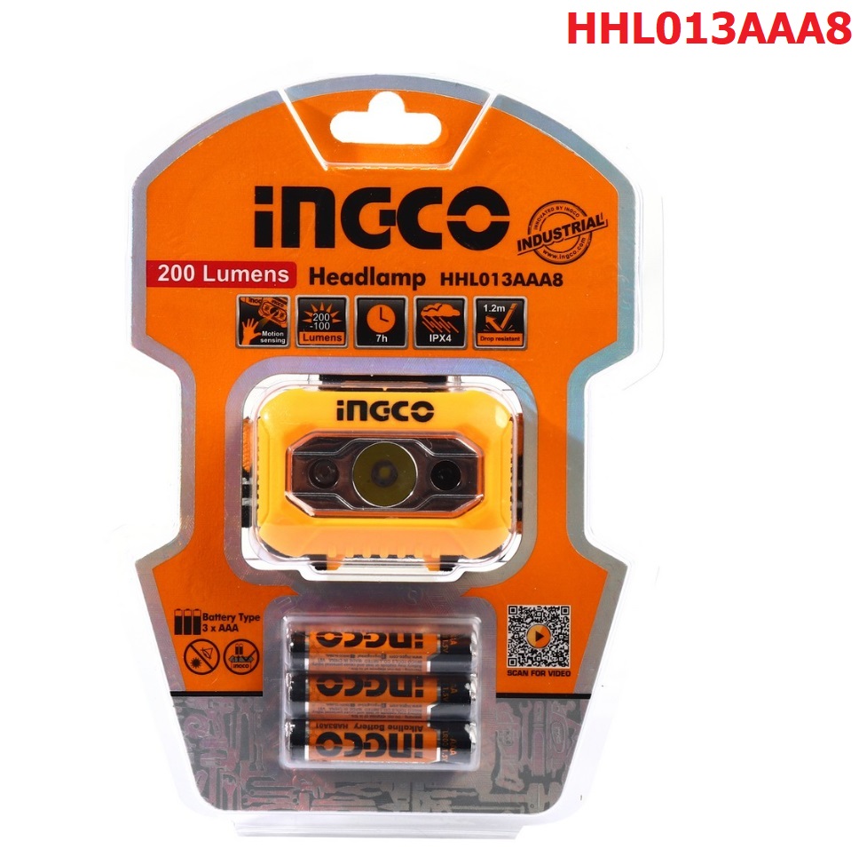 INGCO ไฟฉายคาดหัว LED รุ่น HHL013AAA8 (ถ่าน AAAx3)
