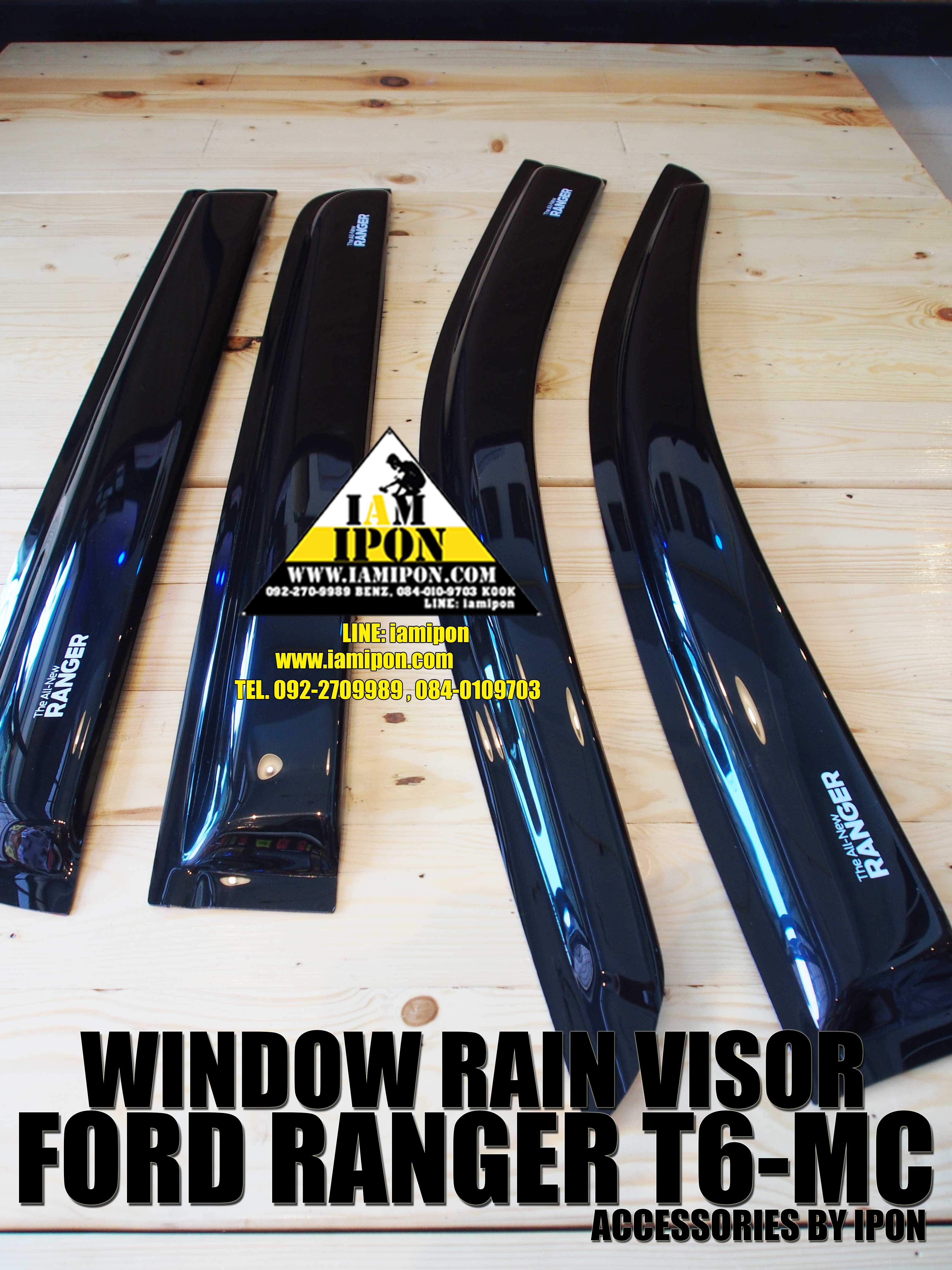WINDOW RAIN VISOR FORD RANGER T6-MC BLACK กันสาดดำฟอร์ดเรนเจอร์ T6-MC
