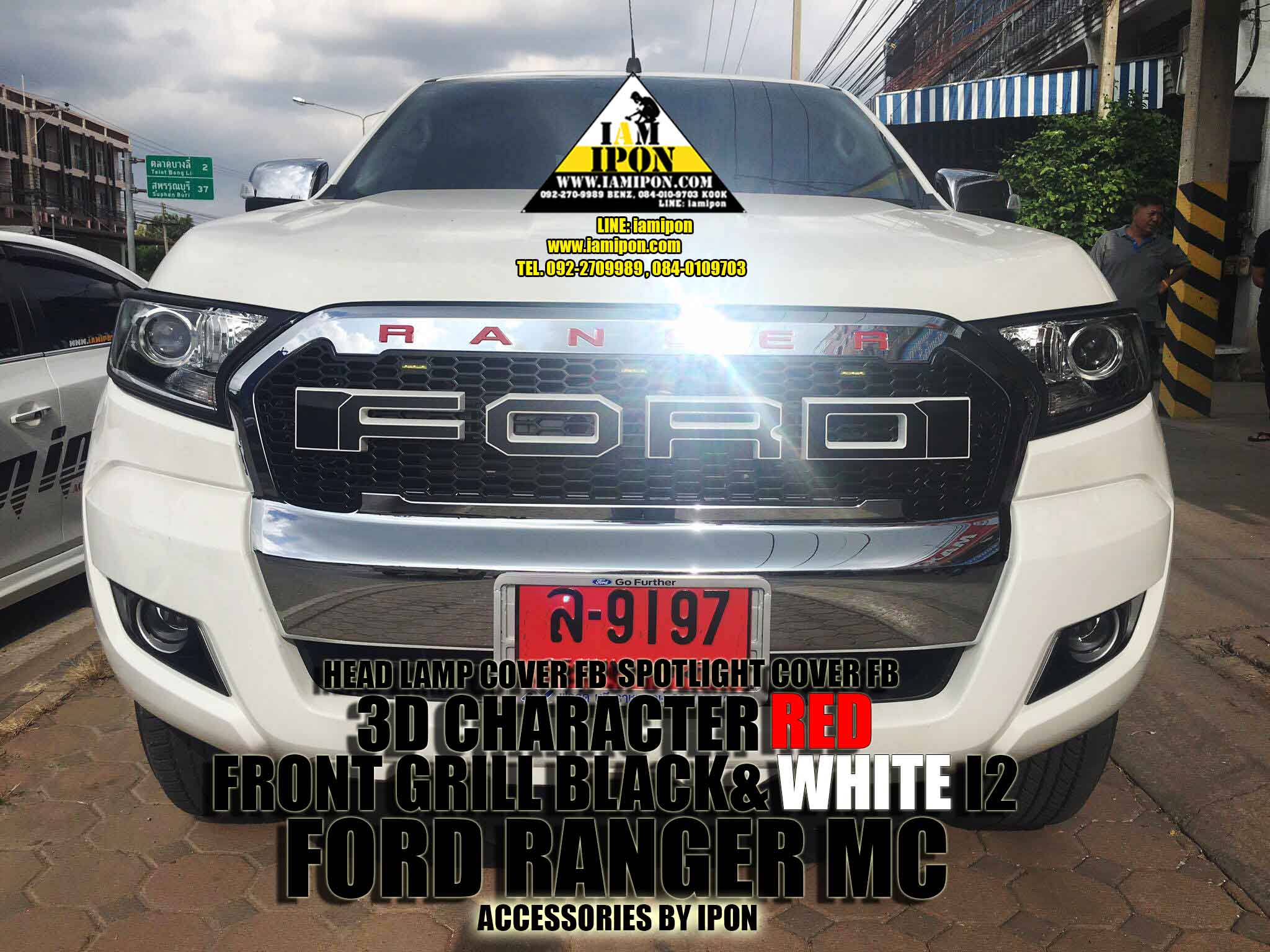 FRONT GRILL BLACK&WHITE I2 FORD RANGER MC กระจังหน้าดำขอบขาว I2 ฟอร์ดเรนเจอร์ MC
