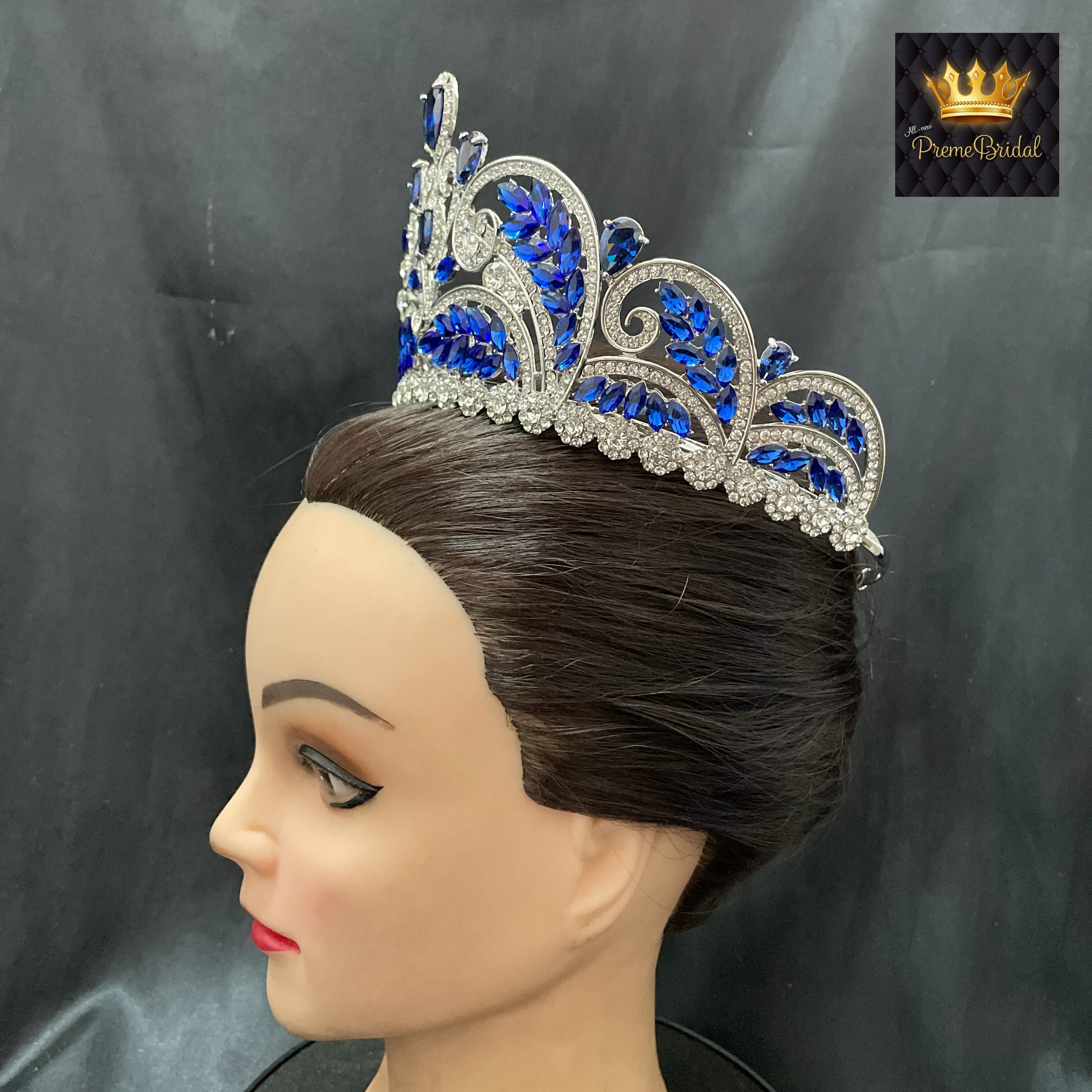 (พร้อมส่ง) มงกุฏ 087 สีน้ำเงิน มงกุฎนางงาม มงกุฎเพชร มงกุฎประกวด สินค้าพร้อมส่ง ไม่ต้องรอนาน งานพรีเมี่ยม