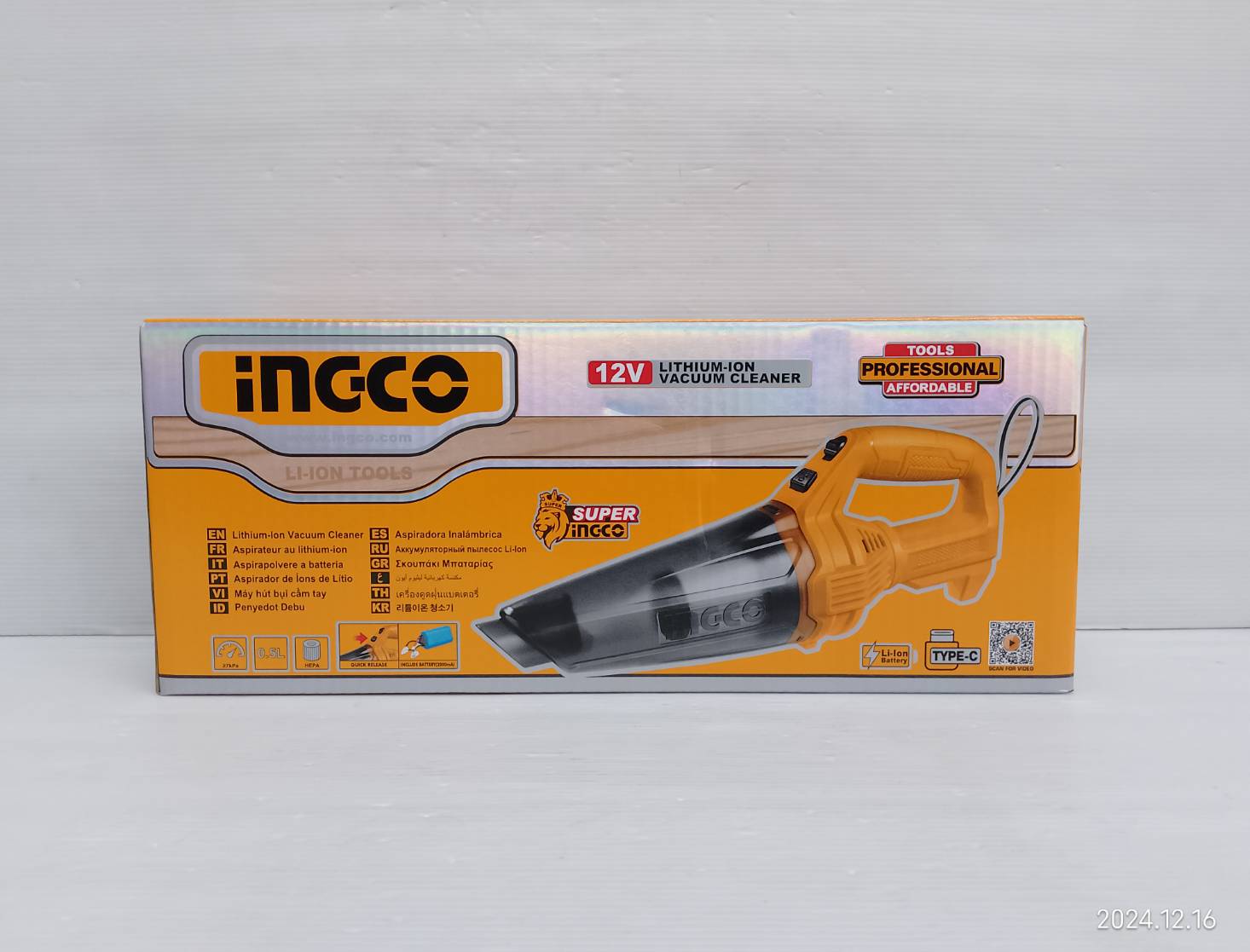 INGCO เครื่องดูดฝุ่นไร้สาย 12V CVLI2026 (เครื่องเปล่า)