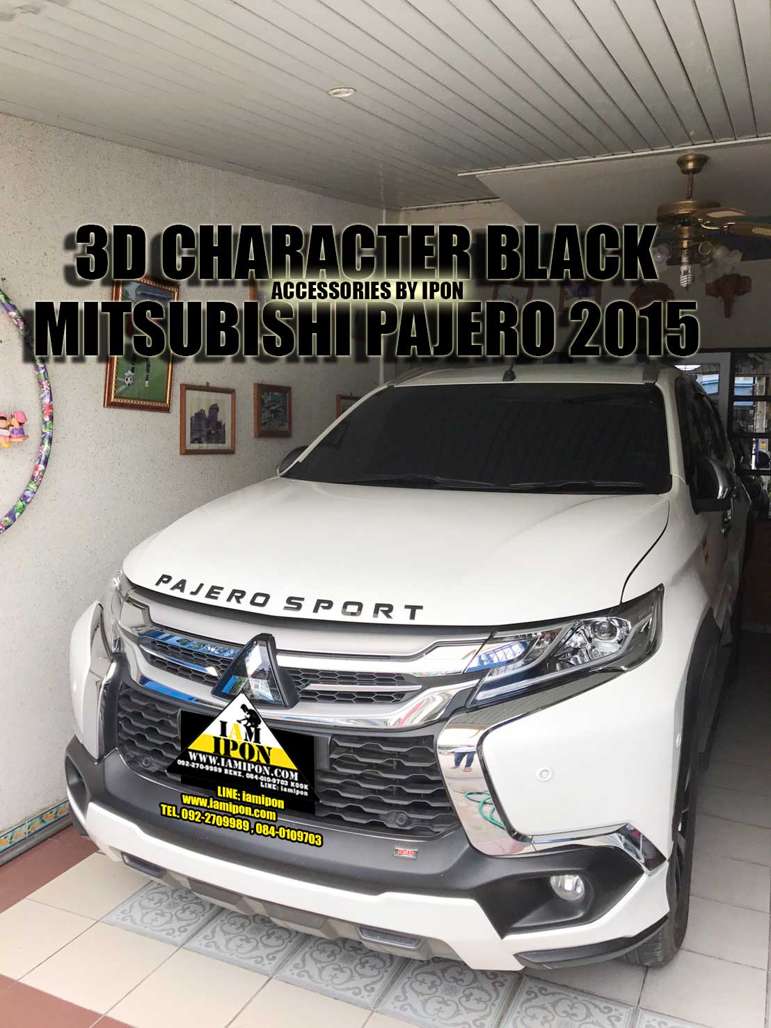 3D CHARACTER PAJERO SPORT ตัวหนังสือติดฝากระโปรงหน้าปาเจโร่สปอร์ด