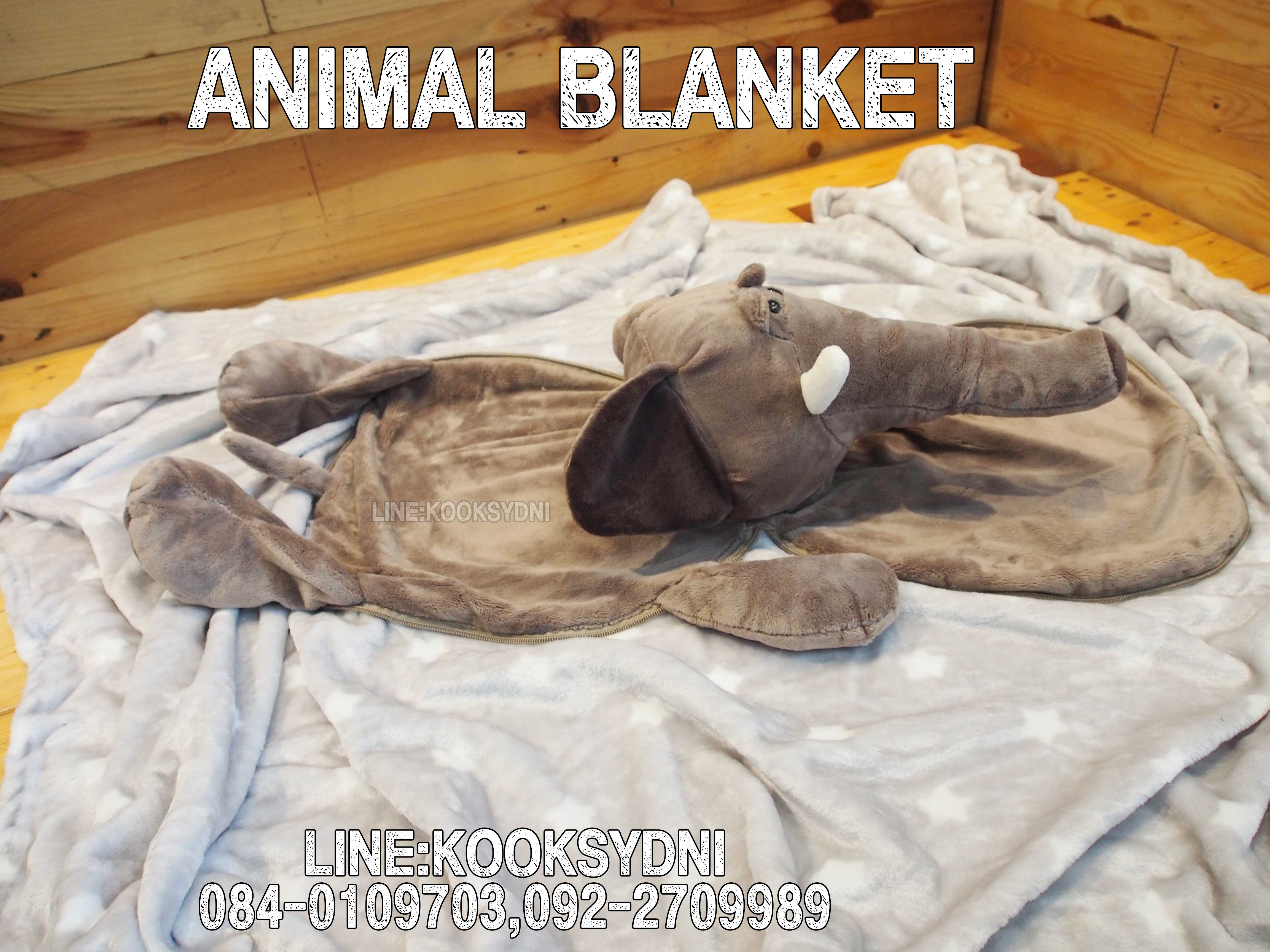 ANIMAL BLANKET ช้างช้างช้าง ( ด้านในอีกสี )