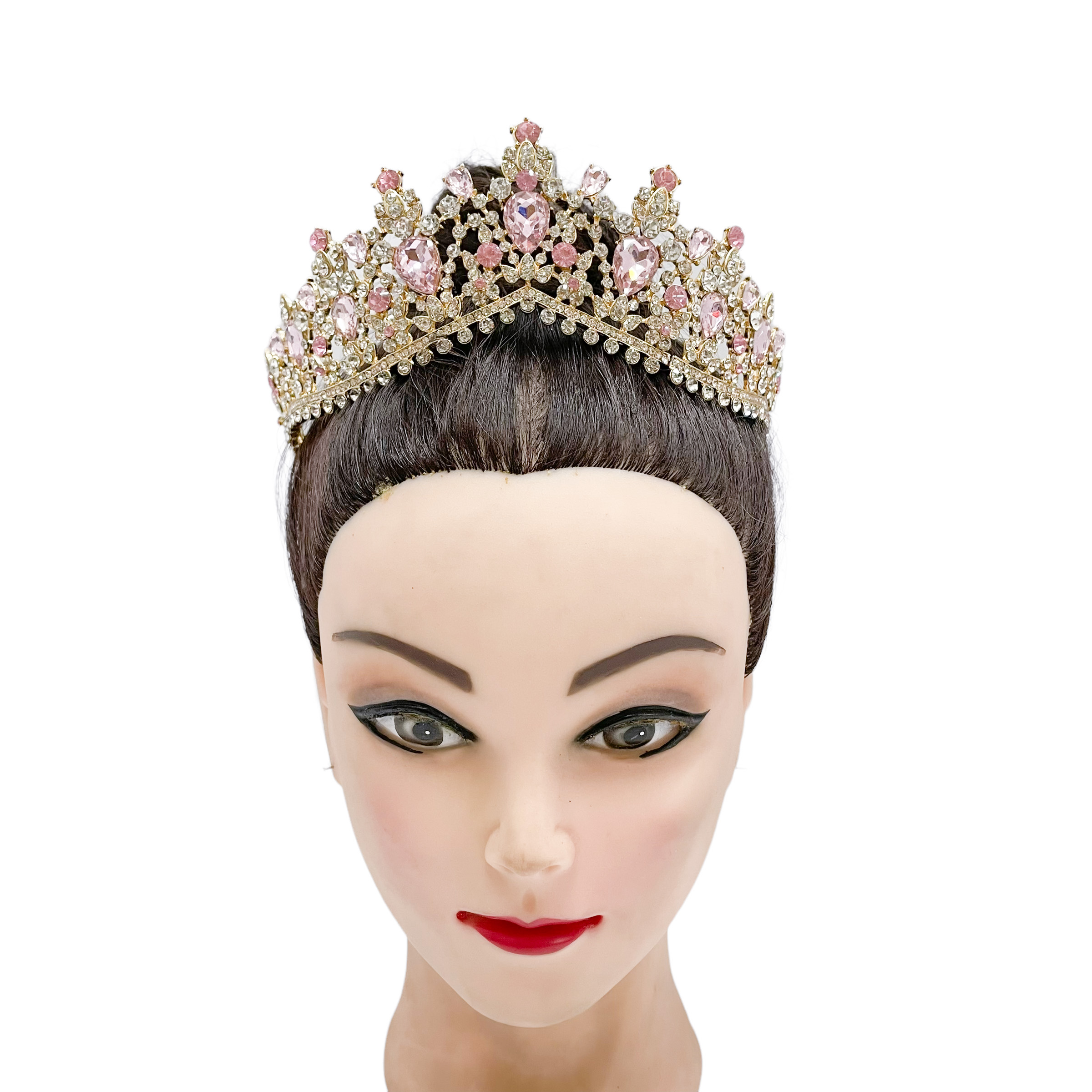 (พร้อมส่ง) เทียร่า 332 สีชมพู มงกุฎนางงาม งานสวย ปราณีต QCเพชรทุกเม็ด สินค้าพร้อมส่งจากไทย