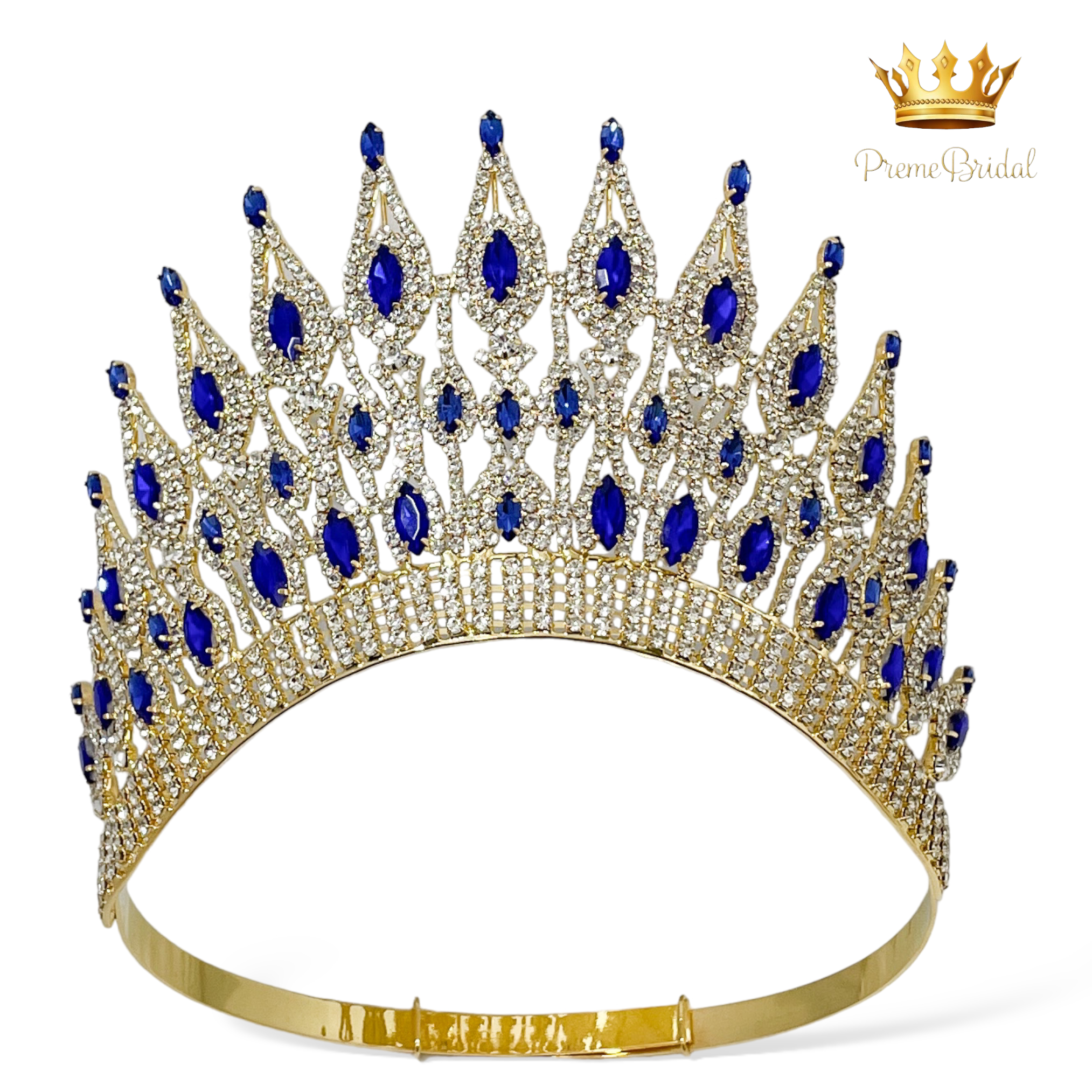 (พร้อมส่งจากไทย) มงกุฏ 119 สีน้ำเงิน งานสวย งานนางงาม รุ่นฐานกลม ปรับขนาดได้ ส่งด่วน ส่งจากไทย