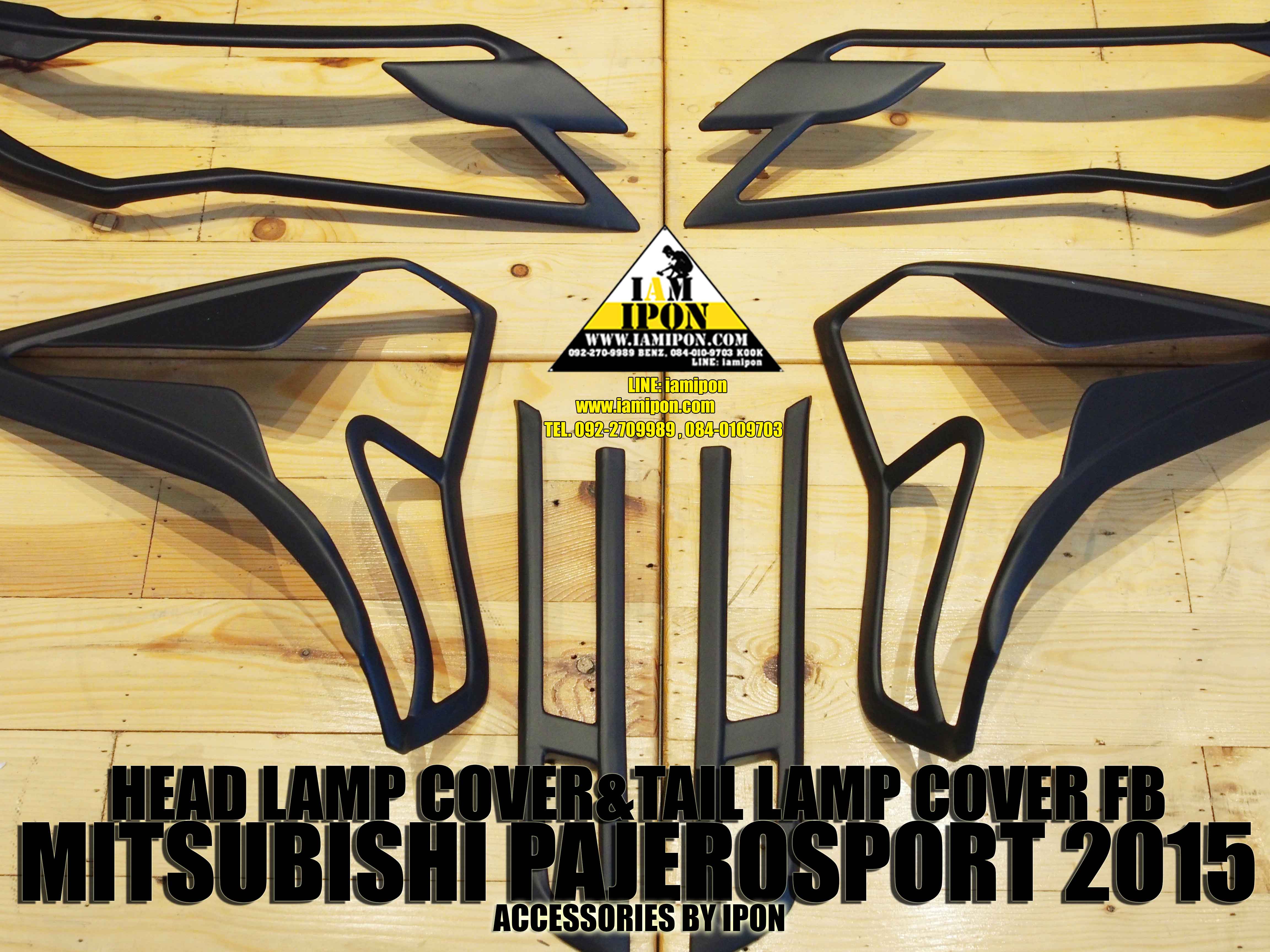 HEAD LAMP COVER PAJERO SPORT 2015 FLATBLACK ครอบไฟหน้าดำด้าน ปาเจโร่สปอร์ต 2015