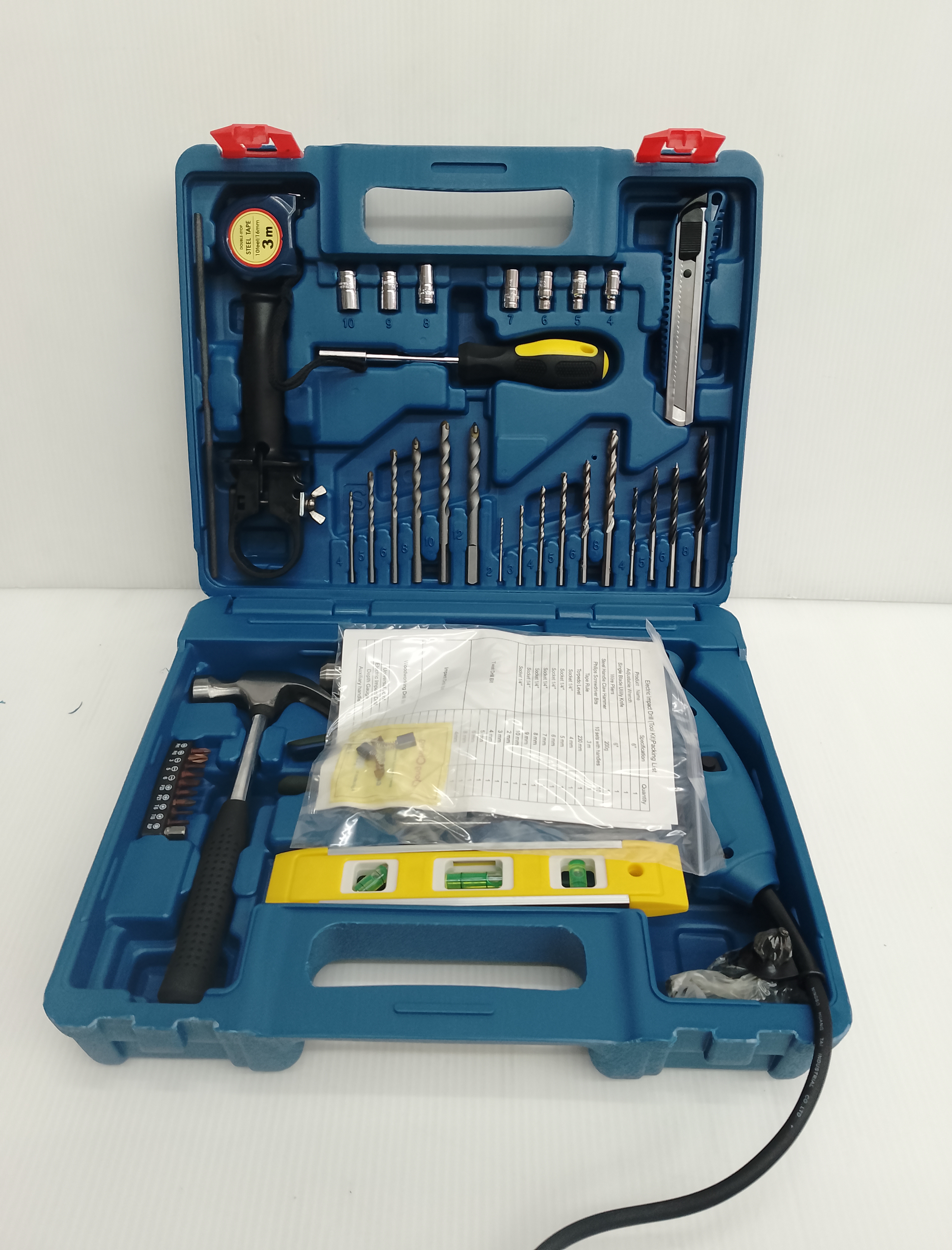 Dongcheng(DCดีจริง) DZJ04-13 set ชุดสว่านกระแทก 13mm. 500w. +อุปกรณ์เครื่องมือช่าง 43 ชิ้น