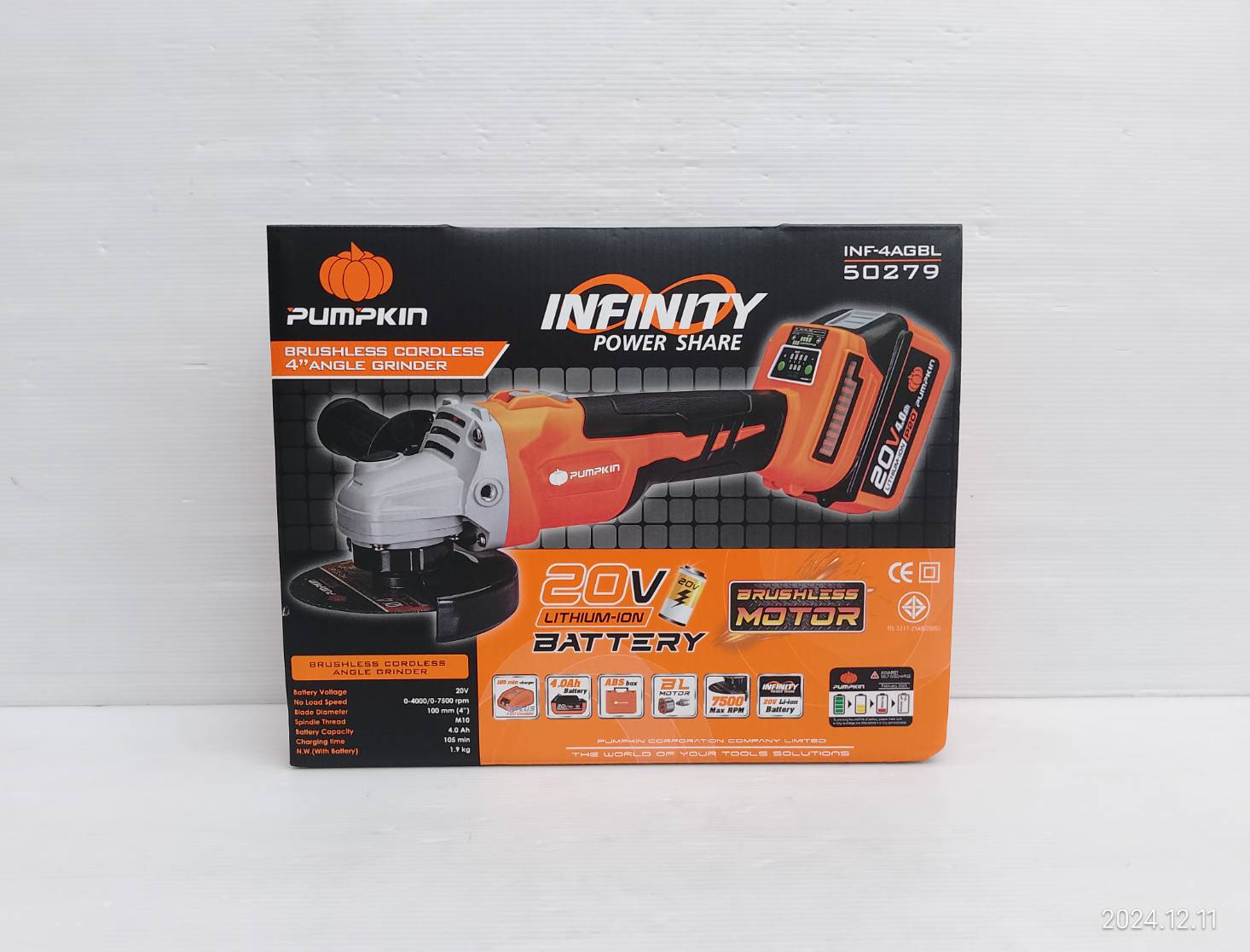 หินเจียร4" ไร้สาย ไร้แปรงถ่าน INF-4AGBL PUMPKIN