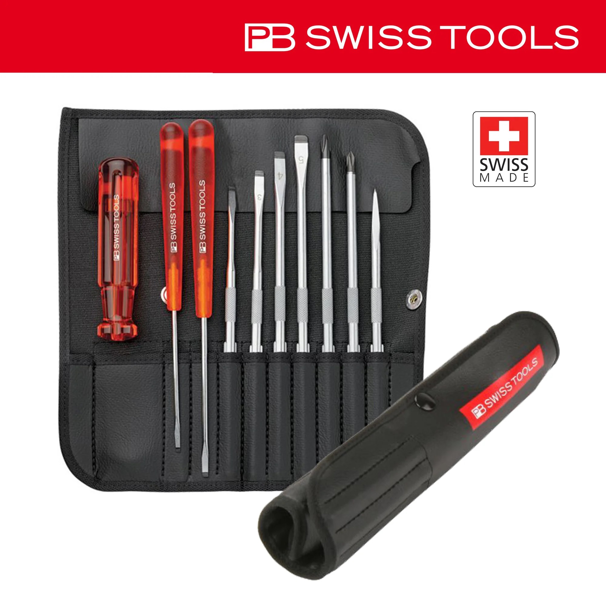 ชุดไขควงพร้อมซองหนัง 10 ตัว/ชุด PB-215L PB SWISS TOOLS