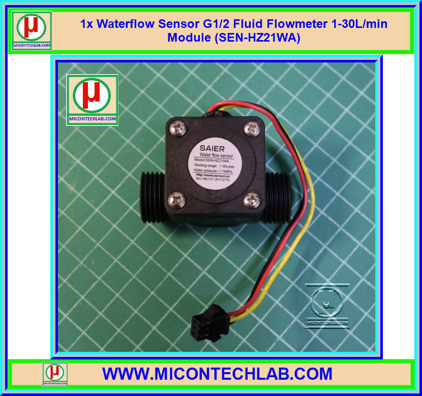 1x เซ็นเซอร์วัดอัตราการไหลน้ำ SEN-HZ21WA G1/2 1-30 L/min (Waterflow Sensor)