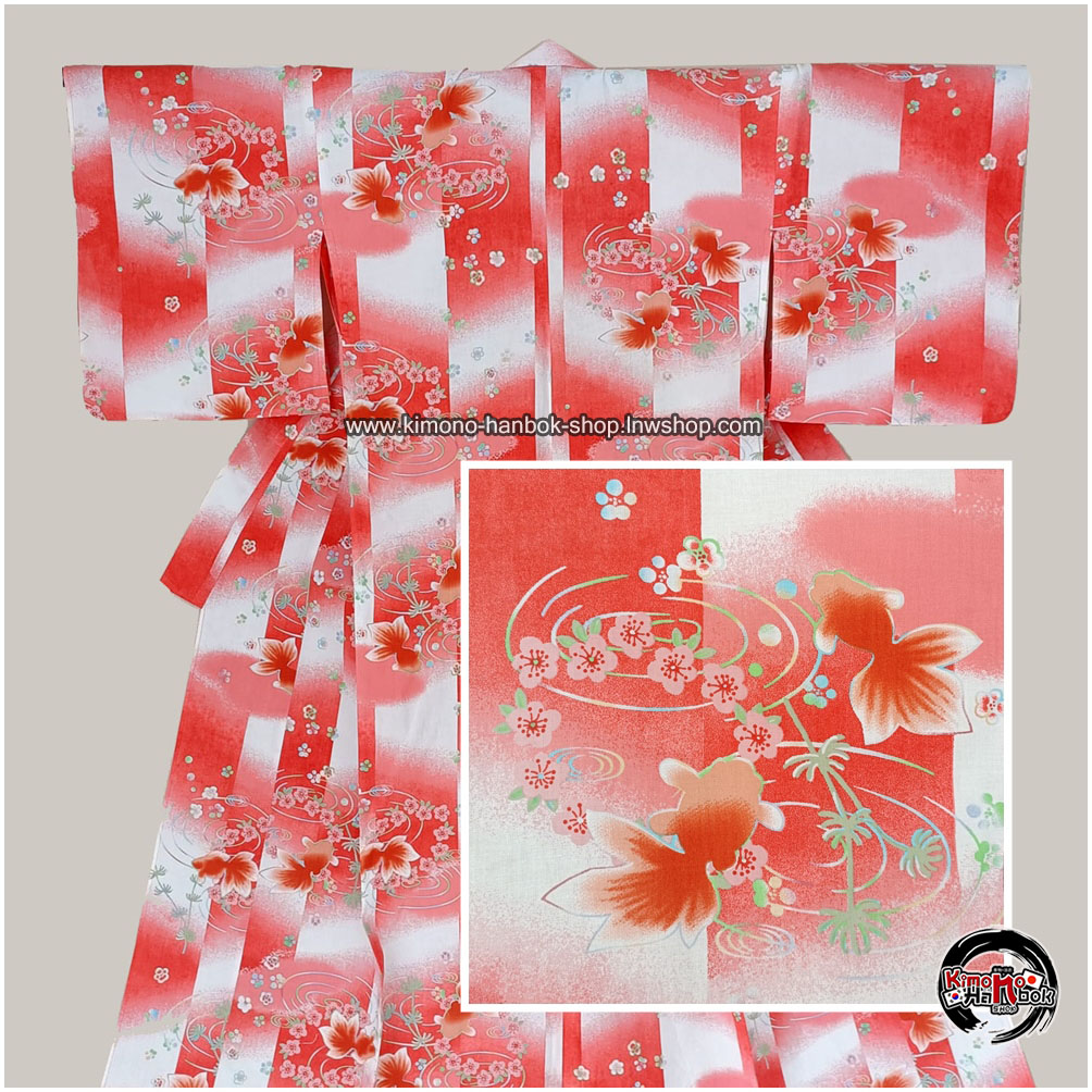 ยูกาตะสีส้มอมแดงลายปลาทอง01