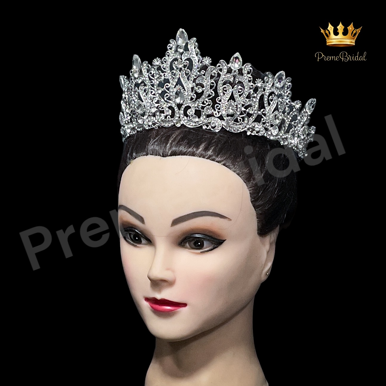 (พร้อมส่งจากไทย) มงกุฏ 114 สีเงิน มงกุฎนางงาม มงกุฎเพชร สวยงามอลังการ ฐานมงวงกลมปรับได้