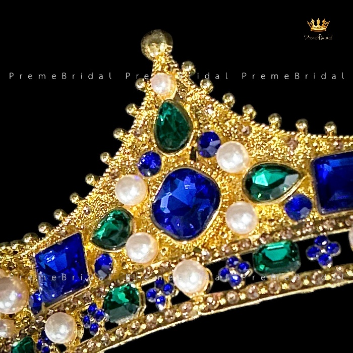 (พร้อมส่ง) มงกุฏผู้ชาย 035 สีน้ำเงิน มงกุฎผู้ชาย มงกุฎเจ้าชาย งานสวย ปราณีต QCเพชรทุกเม็ด