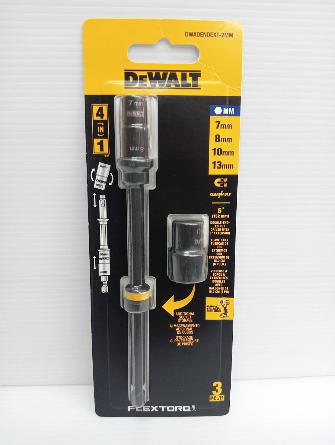 DEWALT DWADENDEXT-2MM ตัวแปลงบล็อก 7mm 8mm 10mm 13mm