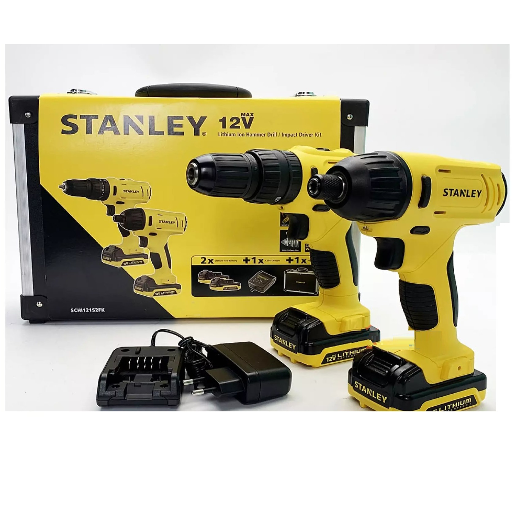 ชุดคอมโบ้สว่านกระแทกไร้สาย+สว่านไขควงไร้สาย12V SCHI121S2FK STANLEY
